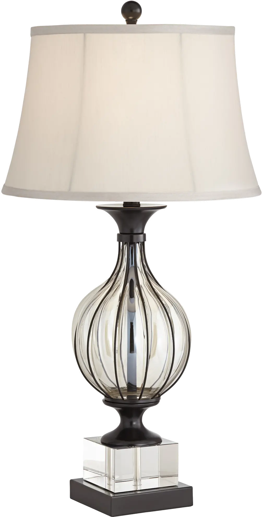 Black Bronze and Caged Clear Glass Table Lamp-1