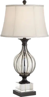 Black Bronze and Caged Clear Glass Table Lamp
