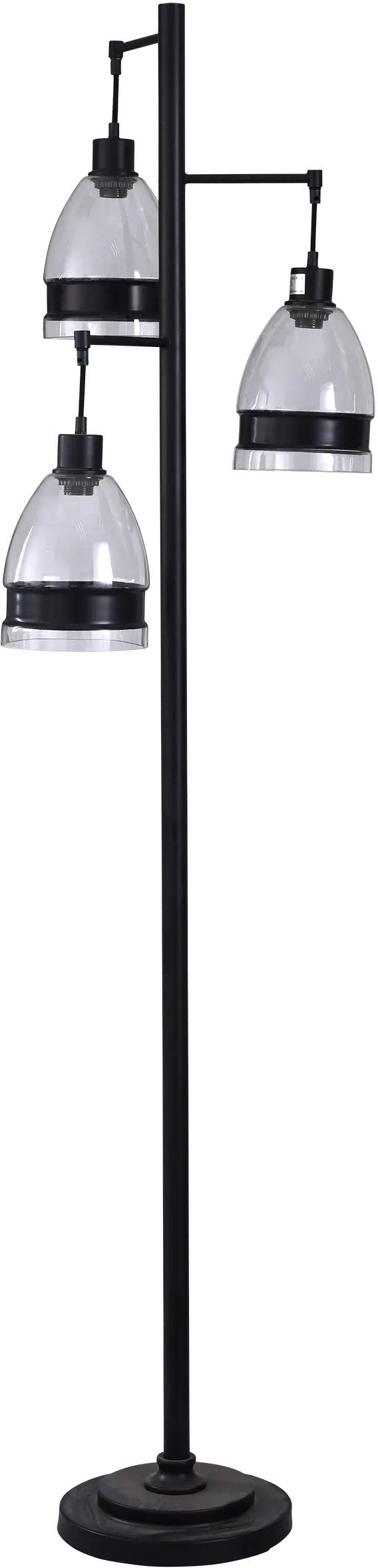 72 Inch Black Metal Floor Lamp with Glass Shades-1