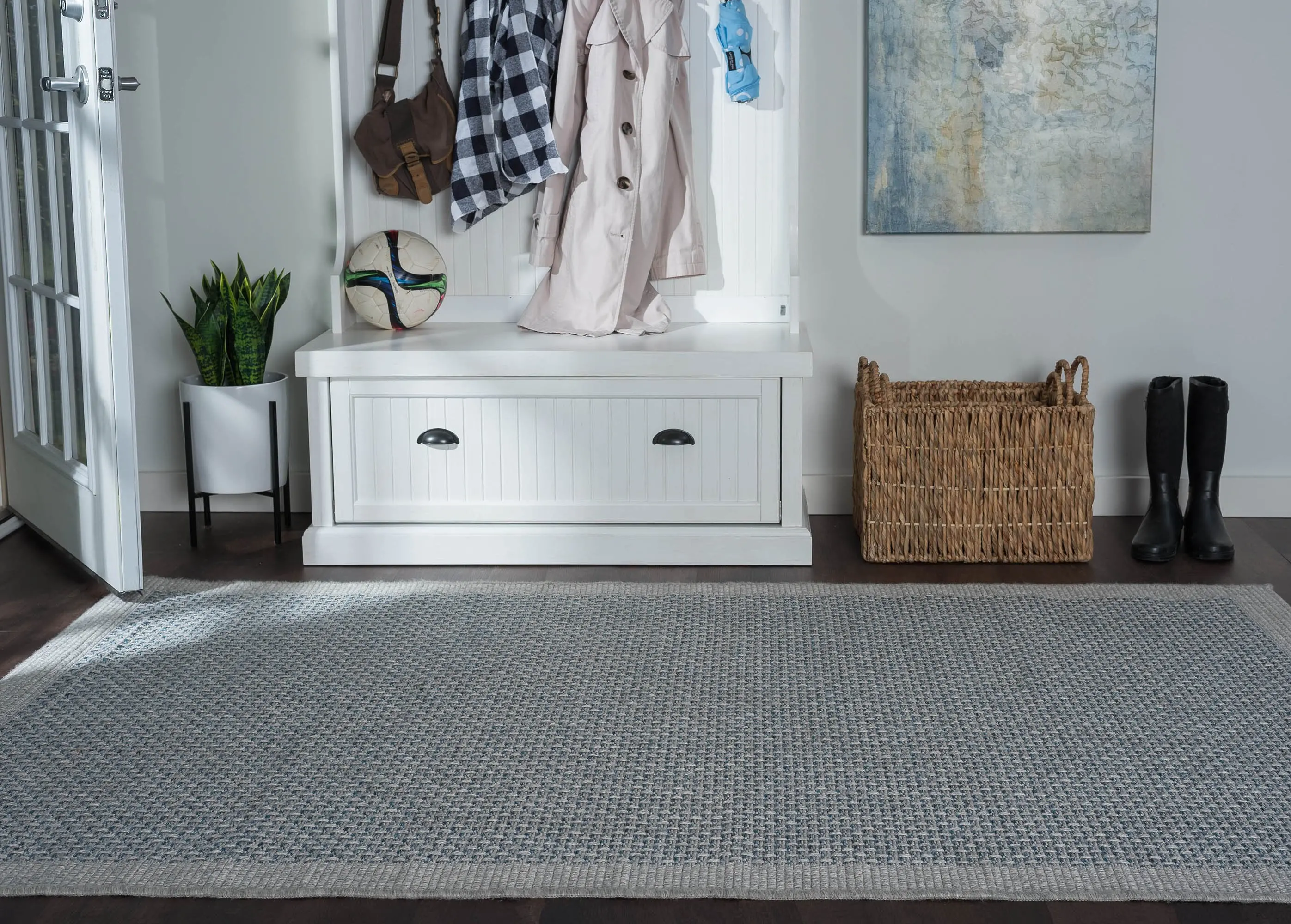 SRN10068X10 Serenity 8 x 10 Modern Solid Blue Indoor-Outdoor Rug-3