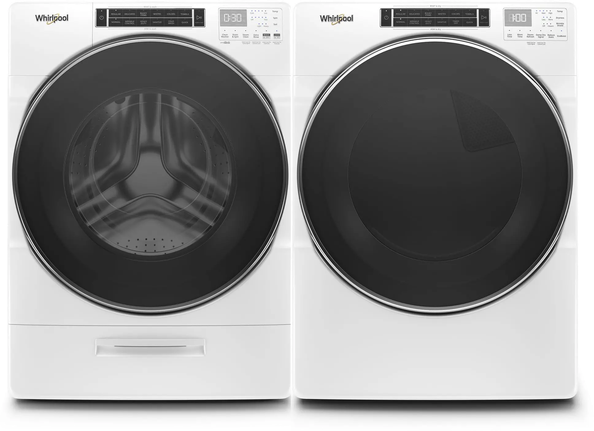 .WHP-8620-W/W-ELE-PR Whirlpool Front Load Washer and Electric Dryer Laundry Pair - White-1