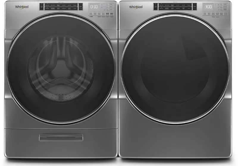 Whirlpool Laundry Pair with Front Load Washer and Gas Dryer - Chrome