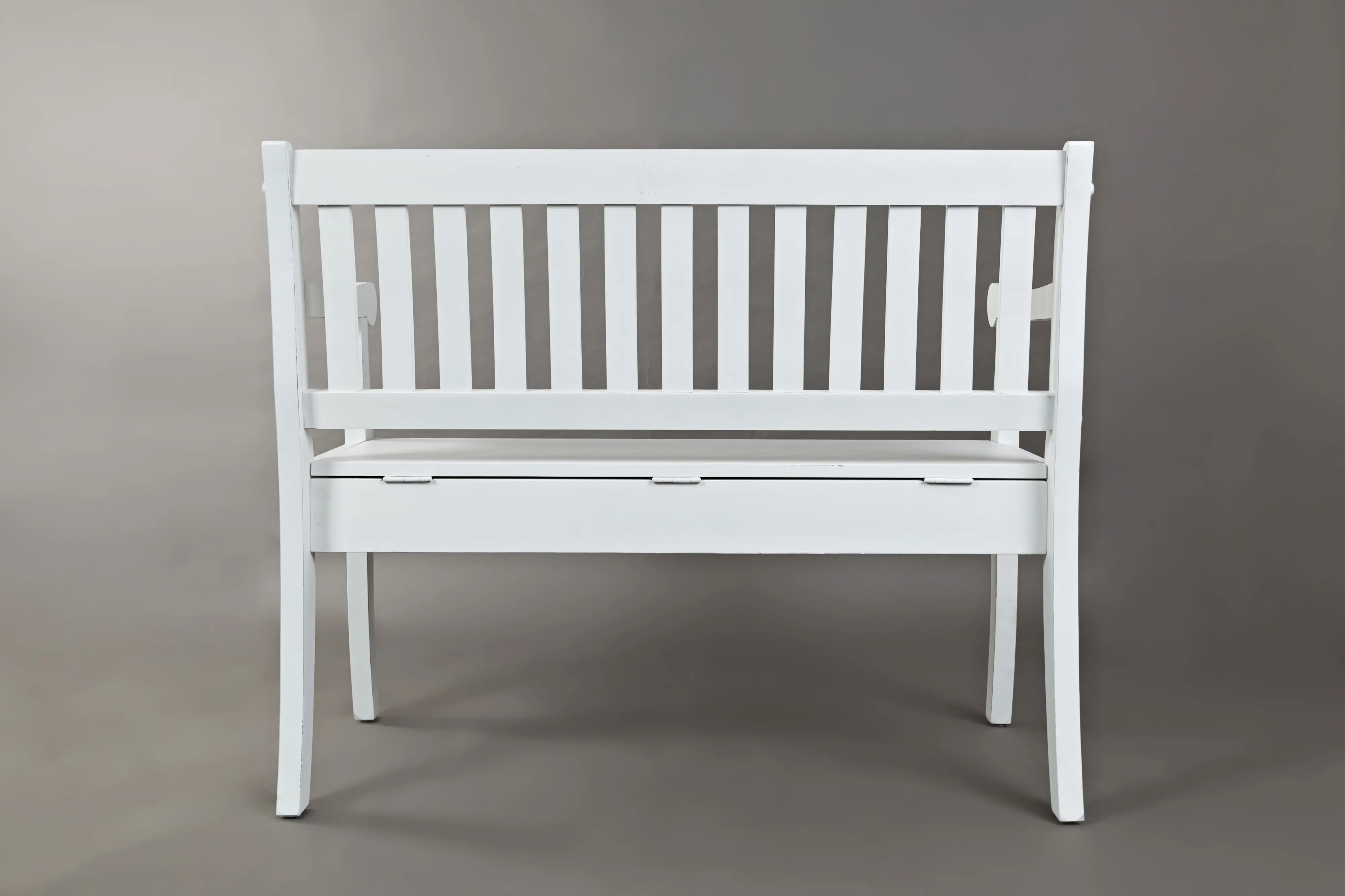 Artisan Weathered White Craft Slat Back Storage Bench-3