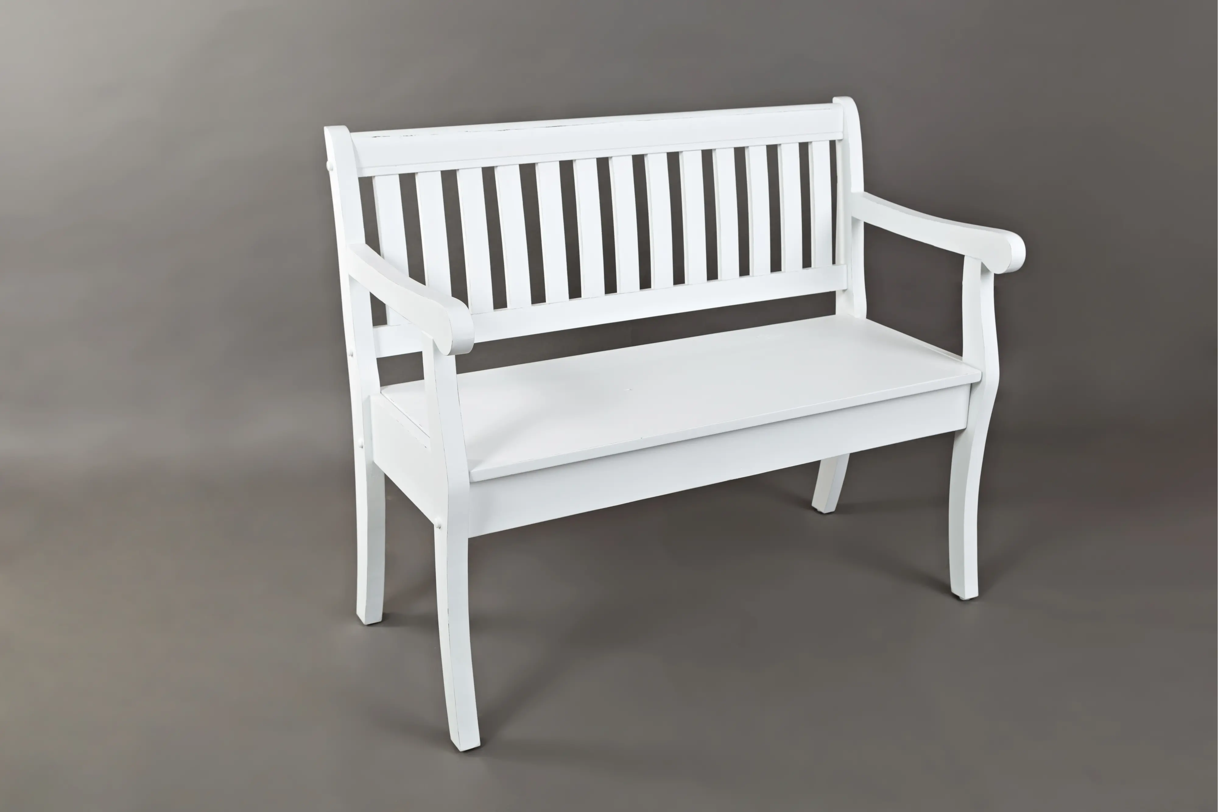 Artisan Weathered White Craft Slat Back Storage Bench-6