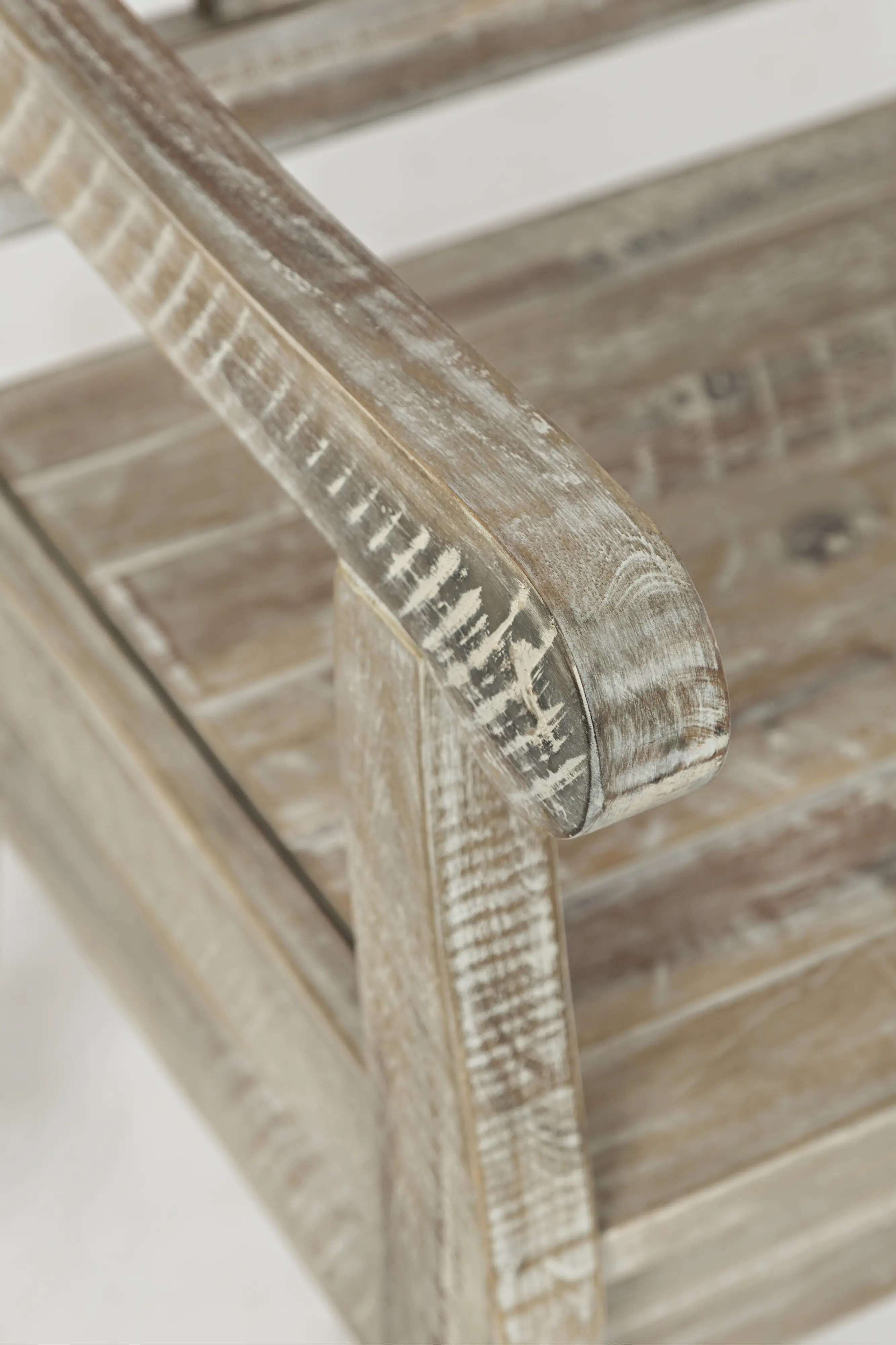 Artisan Washed Gray Craft Slat Back Storage Bench-3