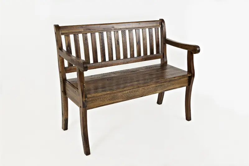 Artisan Dakota Oak Craft Slat Back Storage Bench