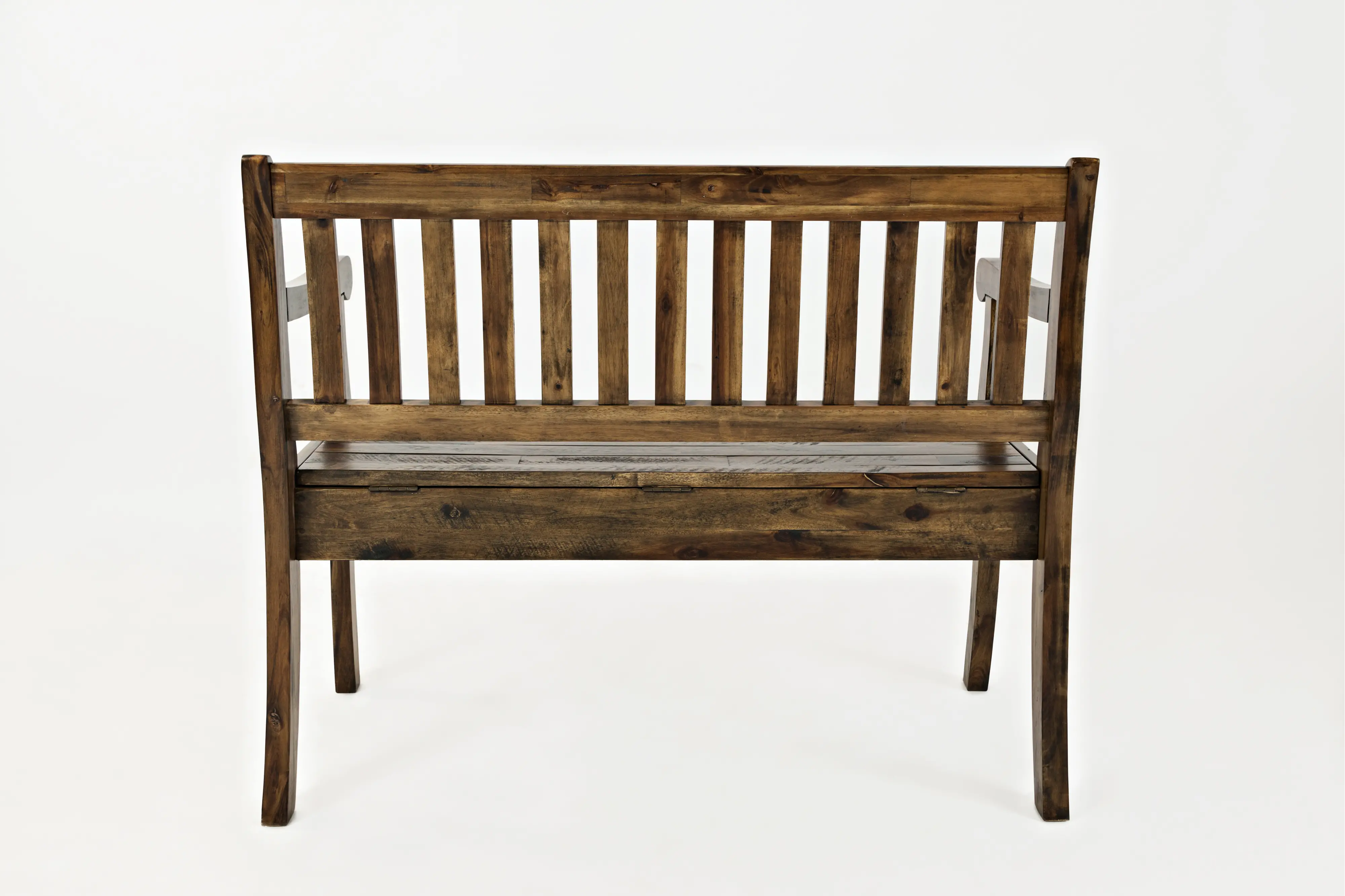 Artisan Dakota Oak Craft Slat Back Storage Bench-2