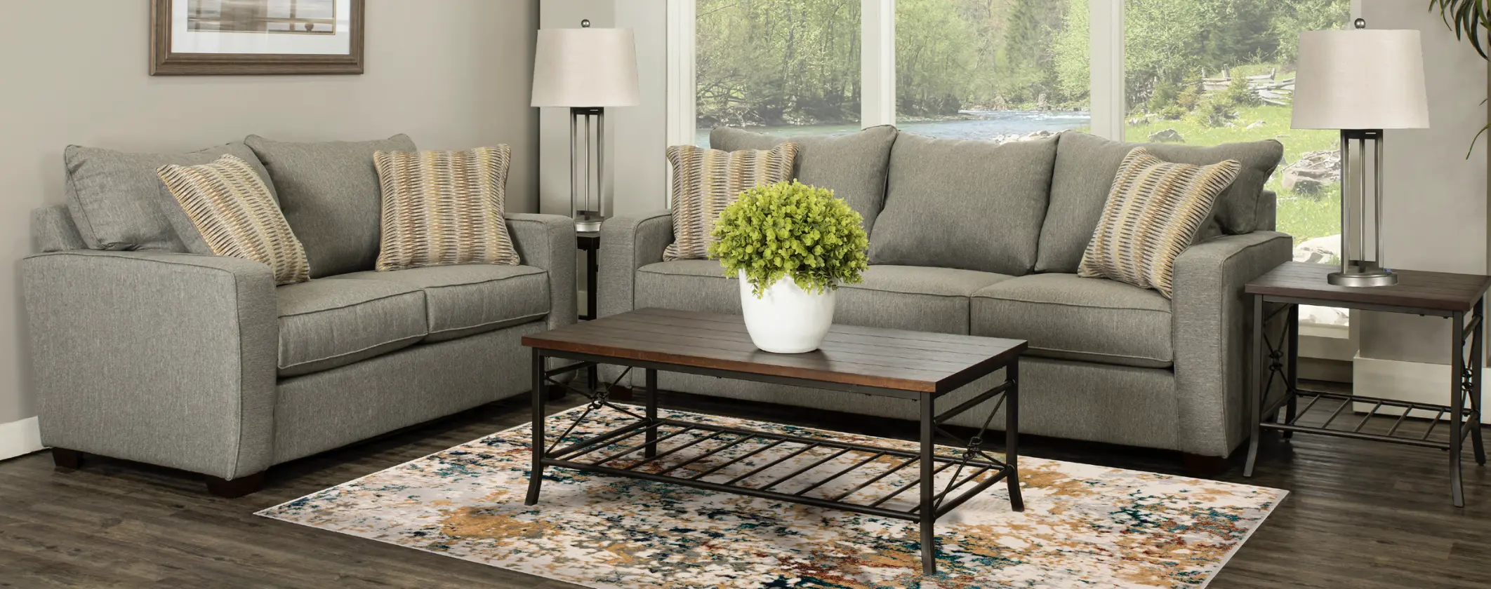 7PC/GAVIN/STONE/SLTL Gavin Stone Gray 7 Piece Living Room Set-1