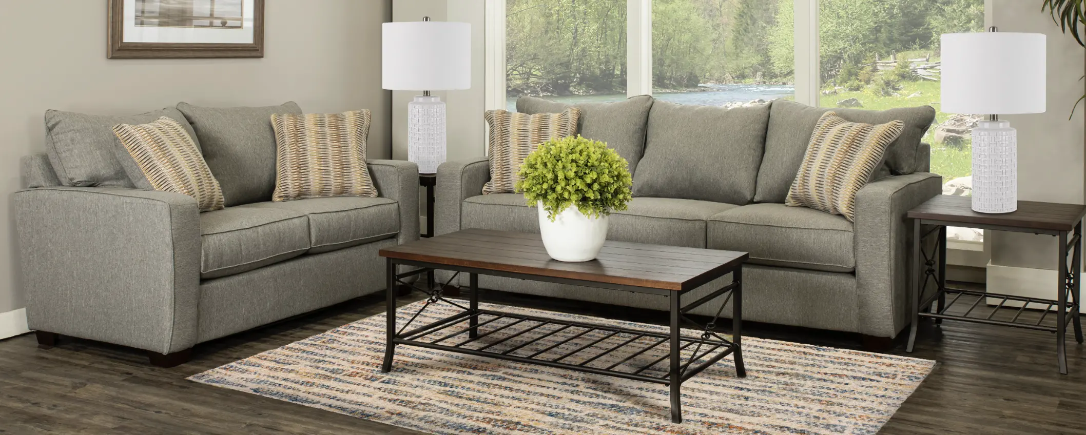 7PC/GAVIN/STONE/SLTL Gavin Stone Gray 7 Piece Living Room Set-1
