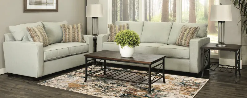 Gavin Sky Gray 7 Piece Living Room Set with Sofa Bed