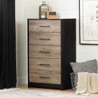 12228 Modern Weathered Oak and Brown 5 Drawer Chest - South Shore