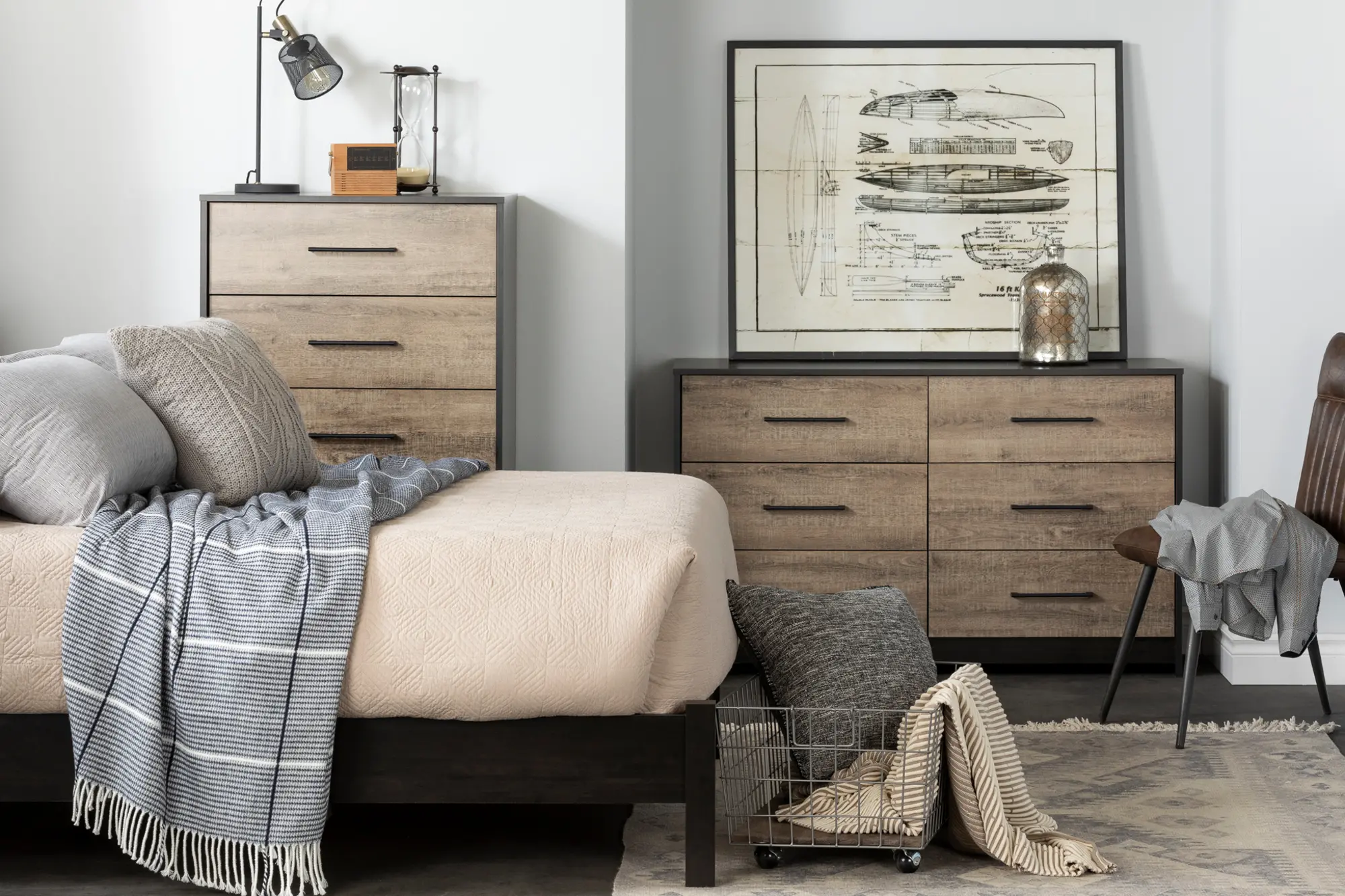 12229 Contemporary Weathered Oak and Brown 6 Drawer Dresser - South Shore-5
