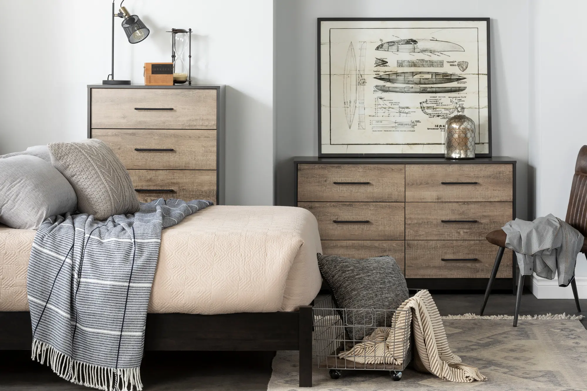 Contemporary Weathered Oak and Brown 6 Drawer Dresser - South Shore | RC Willey Contemporary Weathered Oak and Brown 6 Drawer Dresser - South Shore | RC Willey