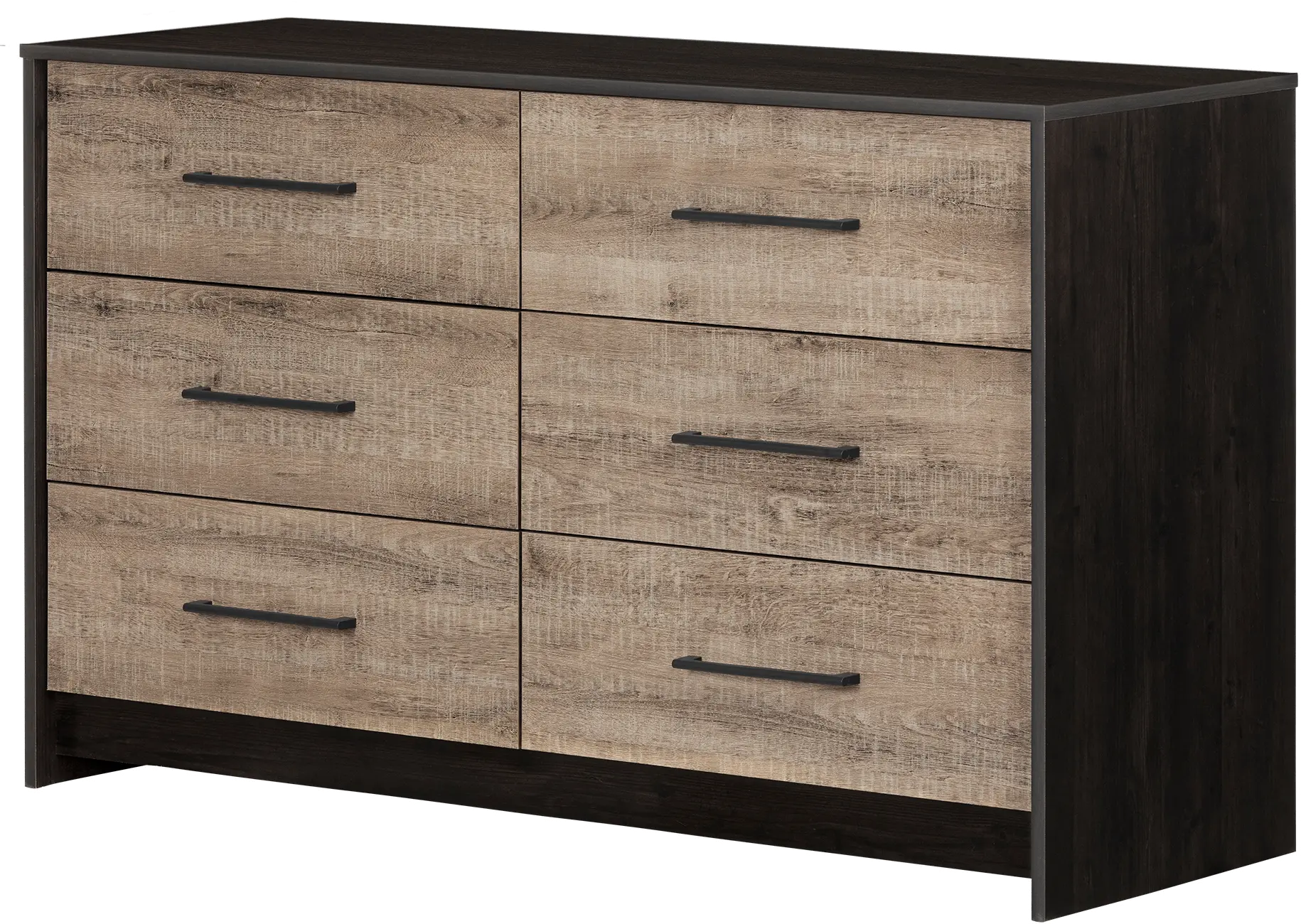 12229 Contemporary Weathered Oak and Brown 6 Drawer Dresser - South Shore-1
