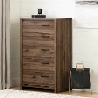 11937 Tao Modern Walnut 5 Drawer Chest - South Shore