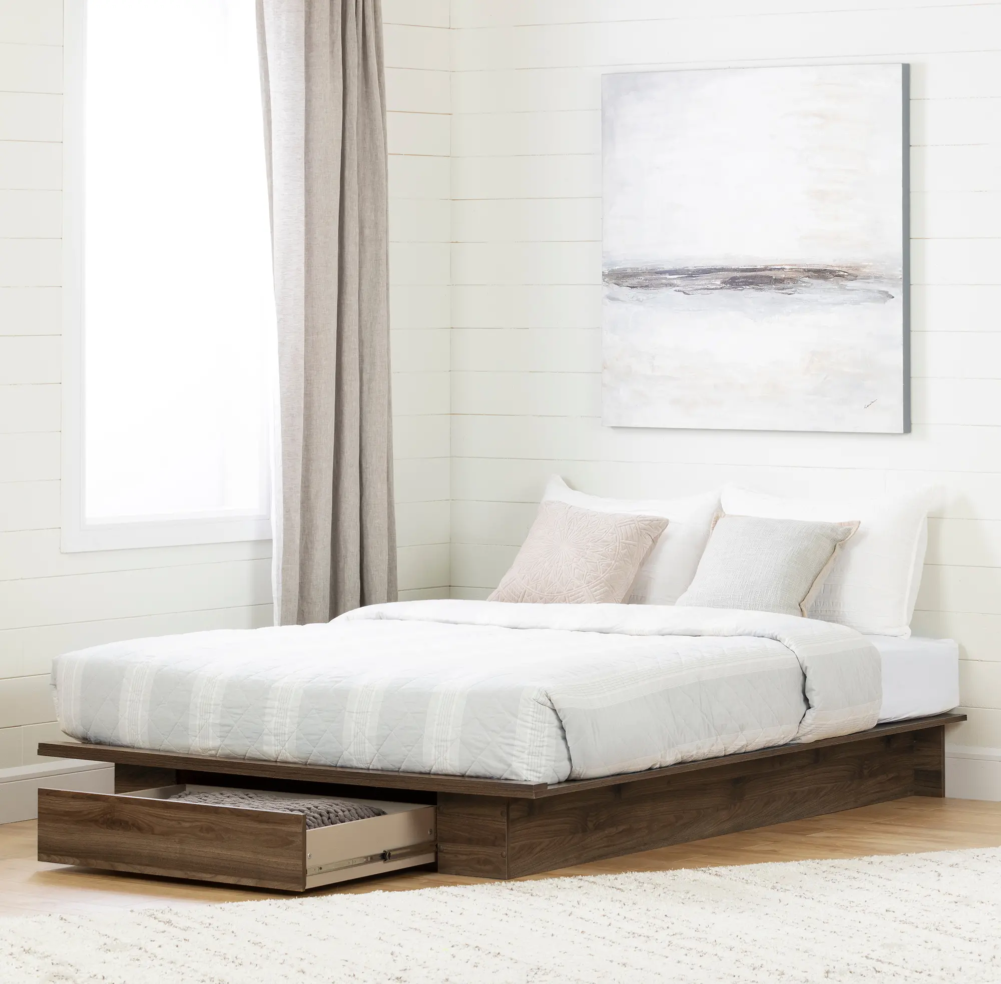 11939 Tao Modern Walnut Platform Full/Queen Storage Bed - South Shore-2