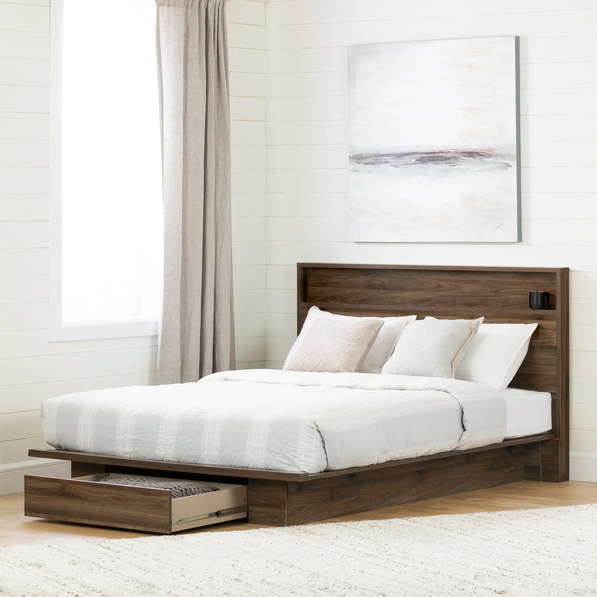 11939 Tao Modern Walnut Platform Full/Queen Storage Bed - South Shore-4
