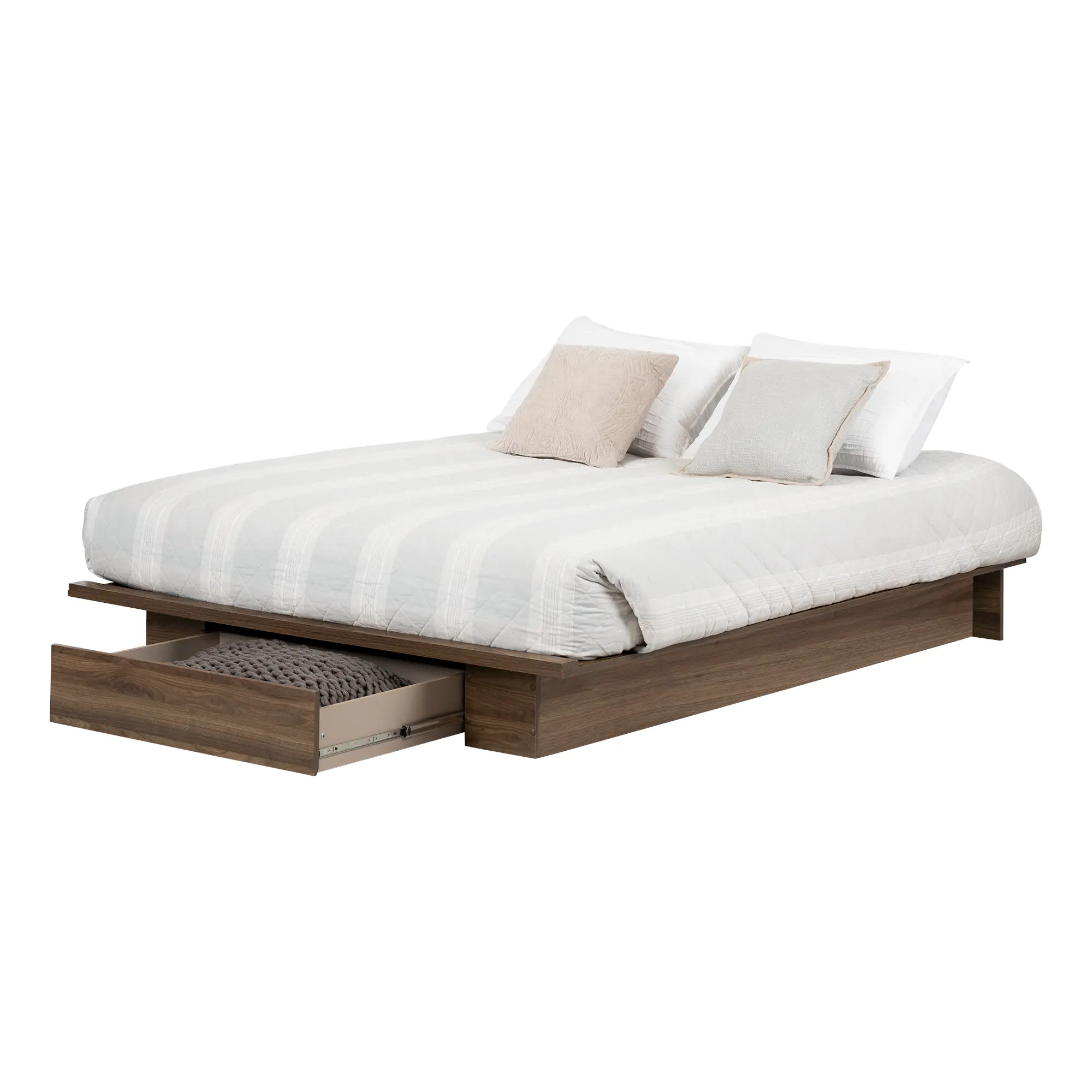 11939 Tao Modern Walnut Platform Full/Queen Storage Bed - South Shore-1