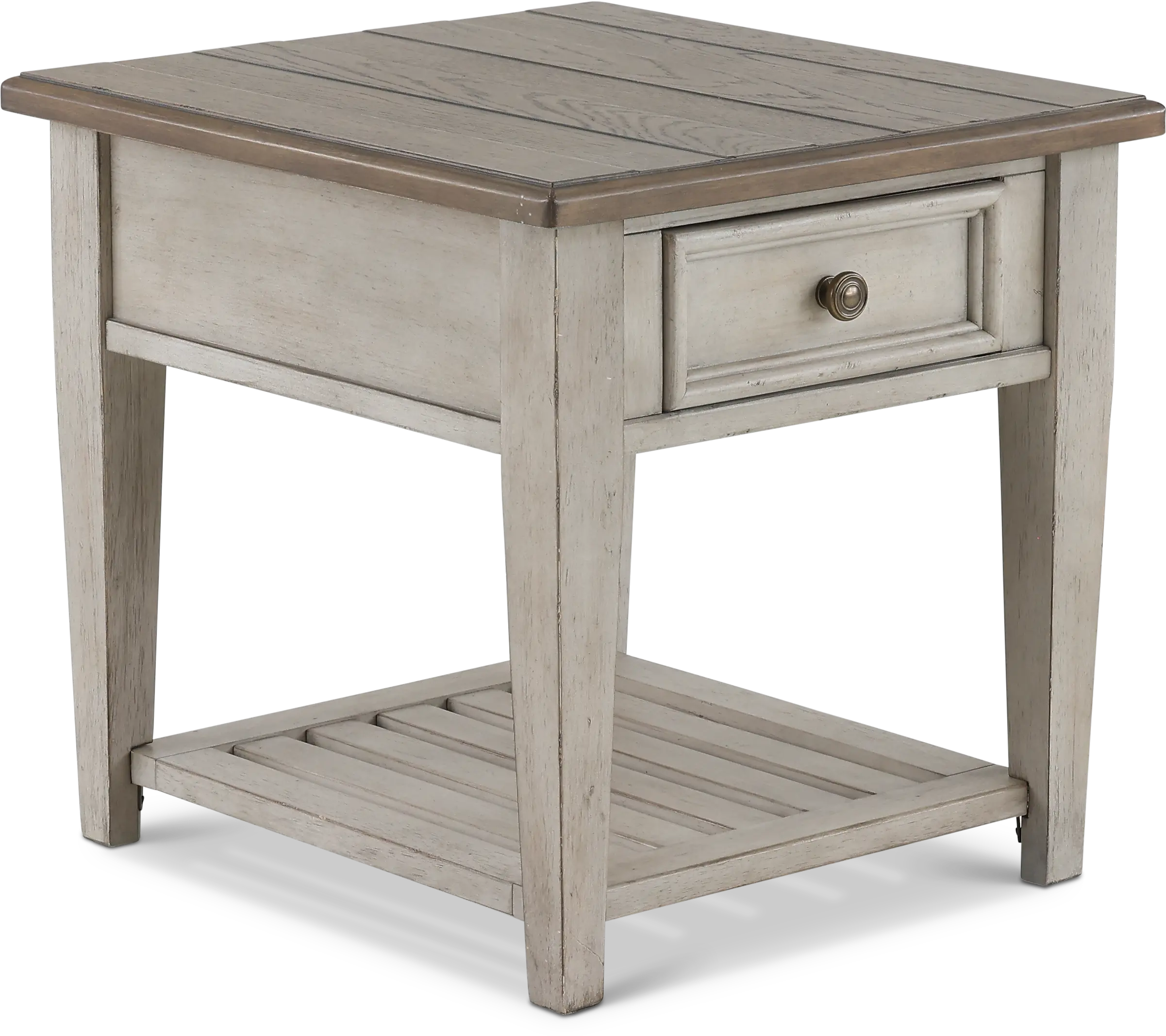 824-OT1020 Heartland Weathered White Oak End Table with Drawer-1