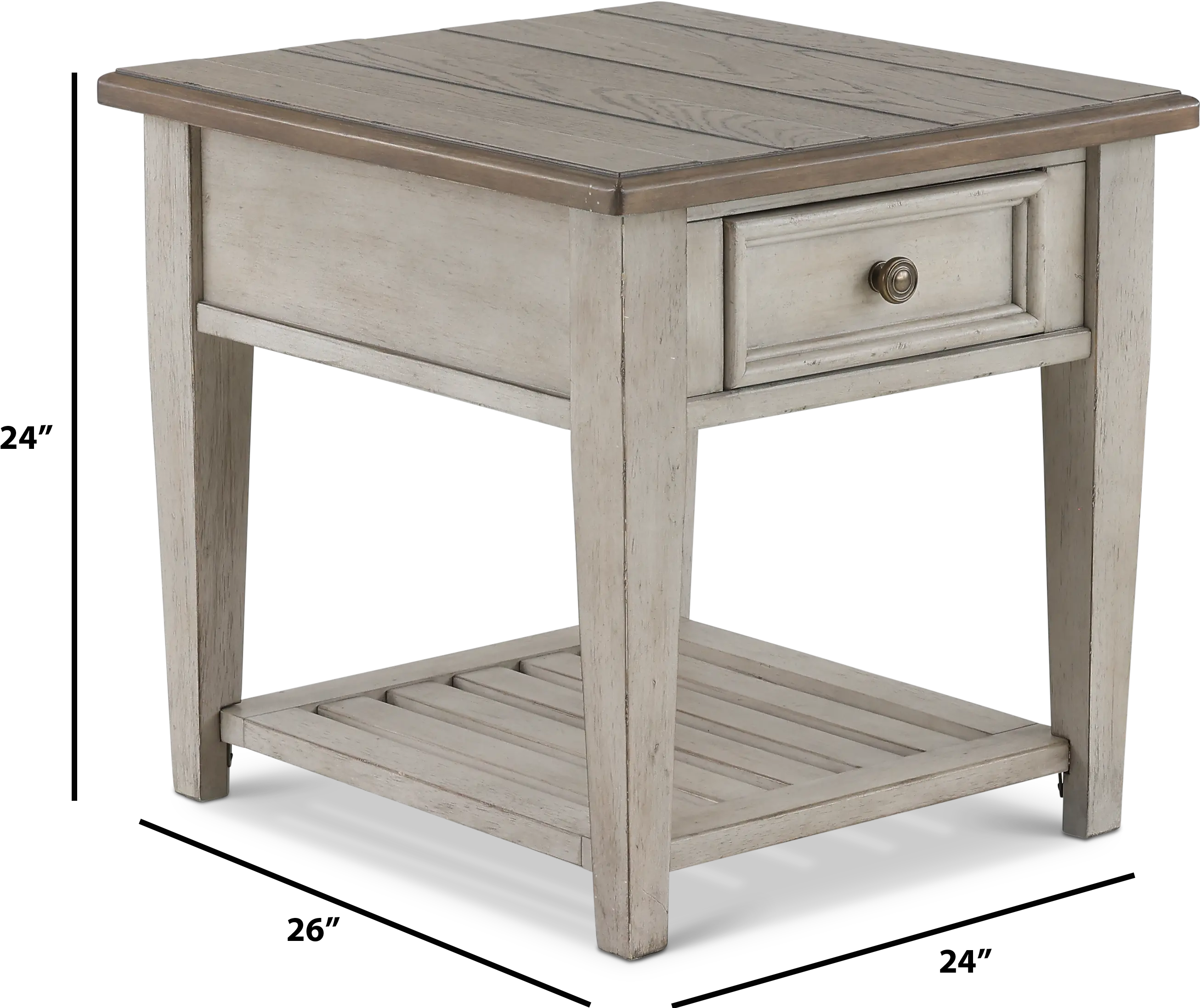 824-OT1020 Heartland Weathered White Oak End Table with Drawer-3