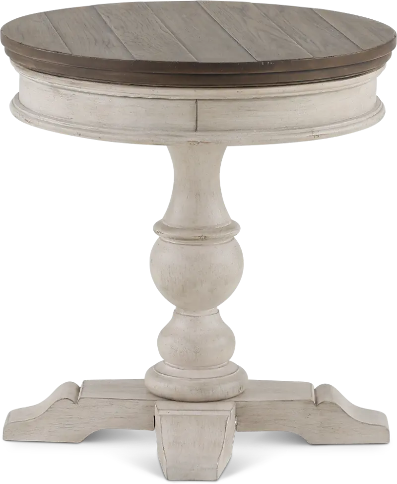 Heartland Weathered White Oak and Tobacco Round Side Table