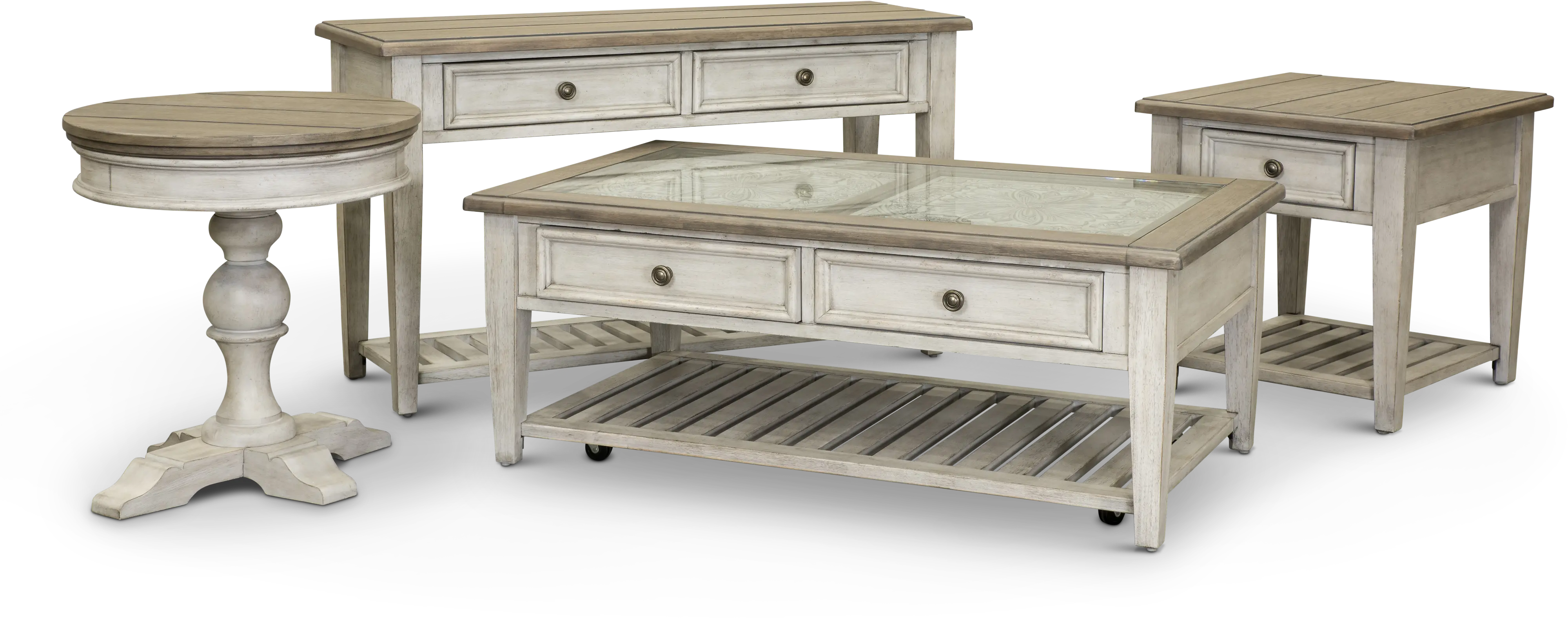824-OT1022 Heartland Weathered White Oak and Tobacco Round Side Table-7