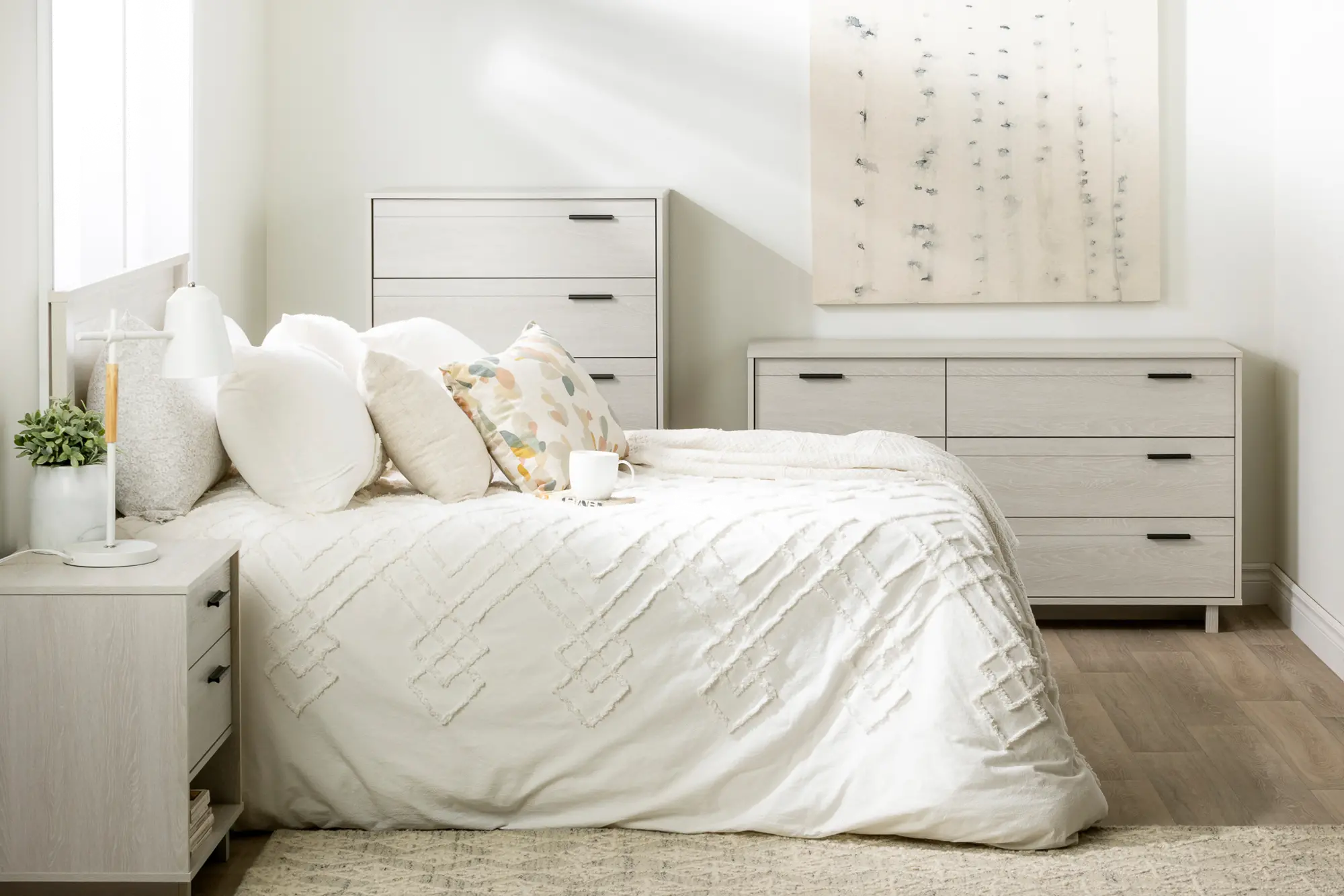 11954 Modern Light Gray Nightstand with Sliding Shelf - South Shore-5