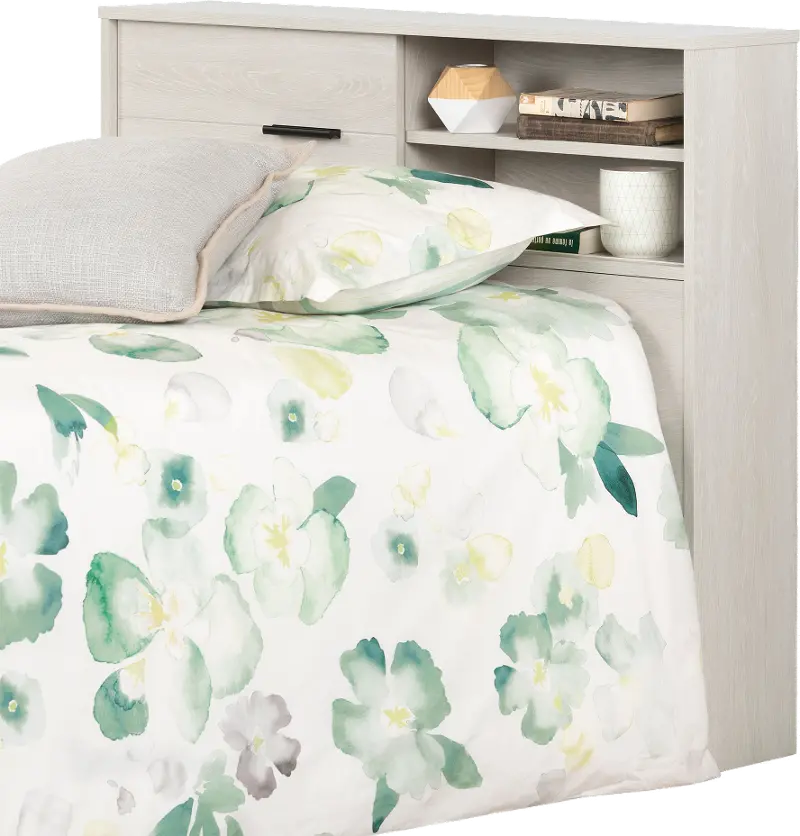 Modern Light Gray Twin Storage Headboard - South Shore