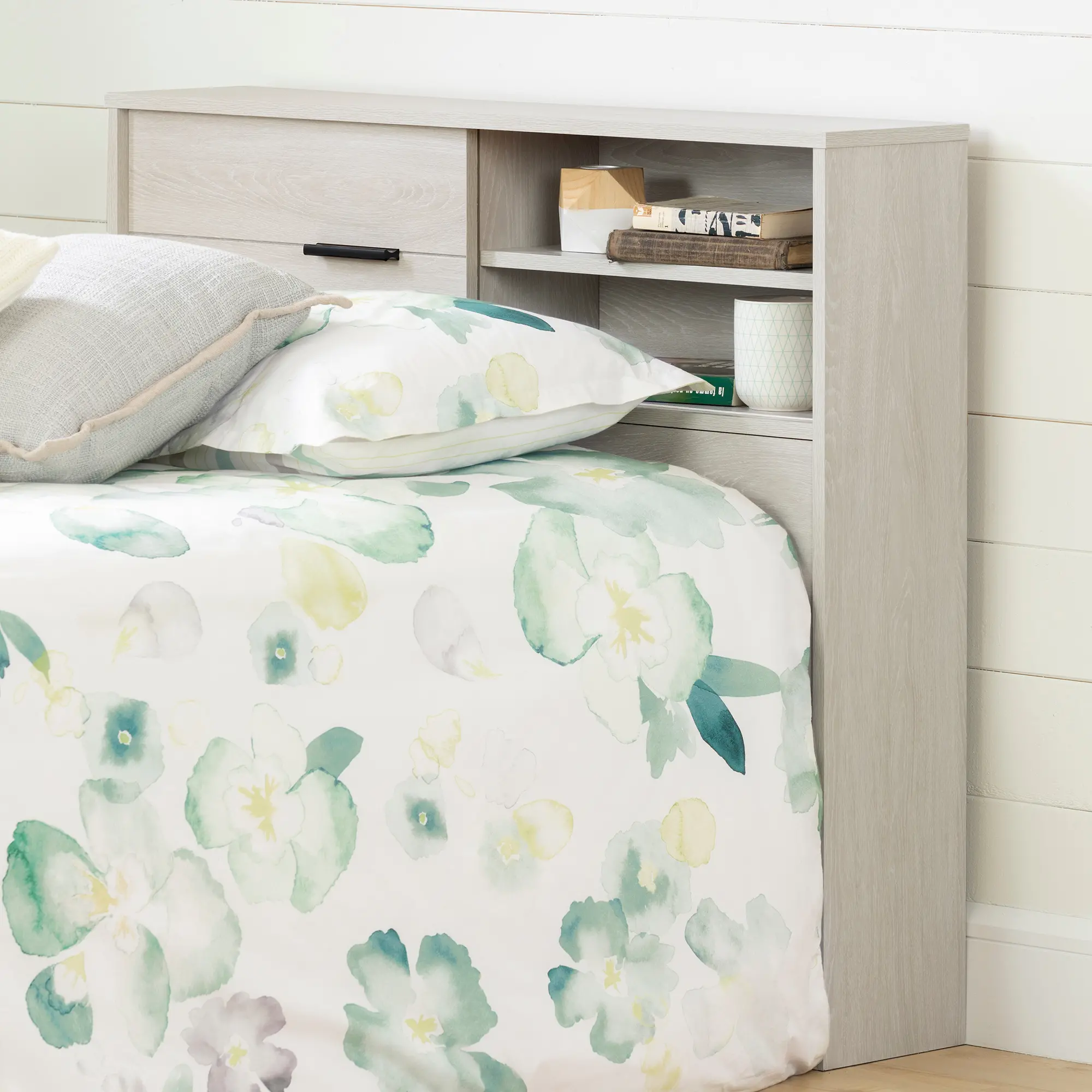 11948 Modern Light Gray Twin Storage Headboard - South Shore-3