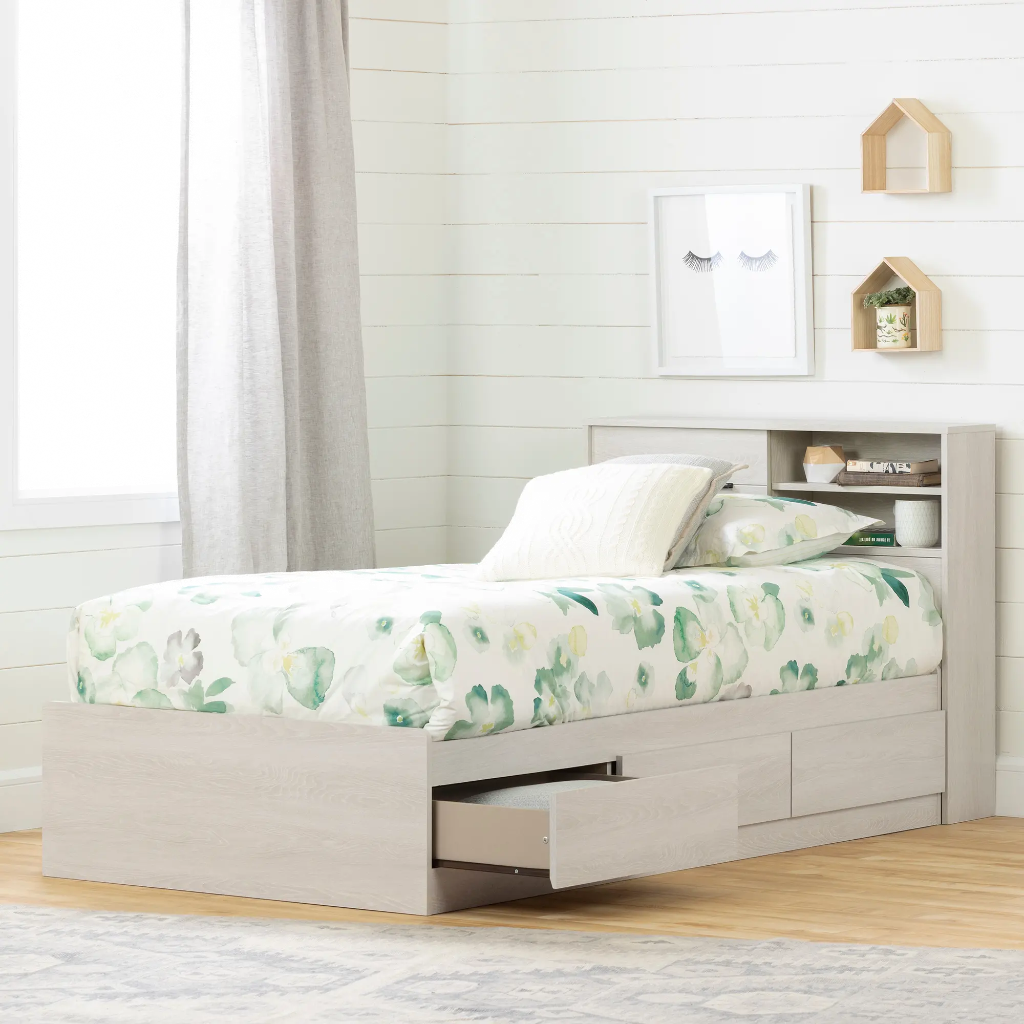 11948 Modern Light Gray Twin Storage Headboard - South Shore-7