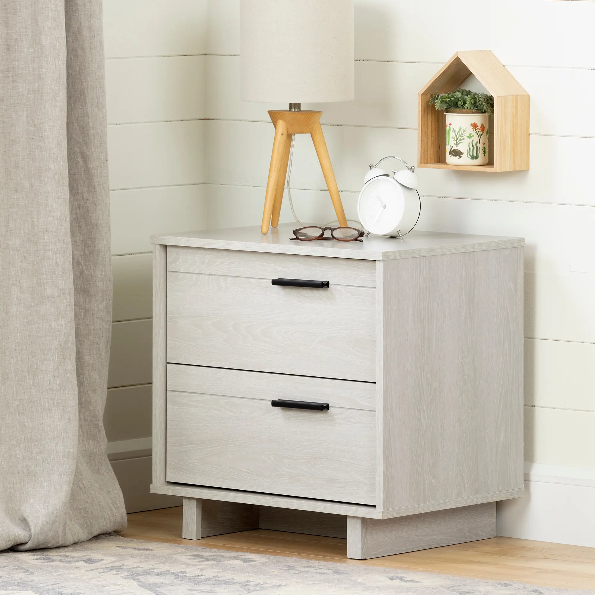 11952 Modern Light Gray Oak Nightstand - South Shore-1