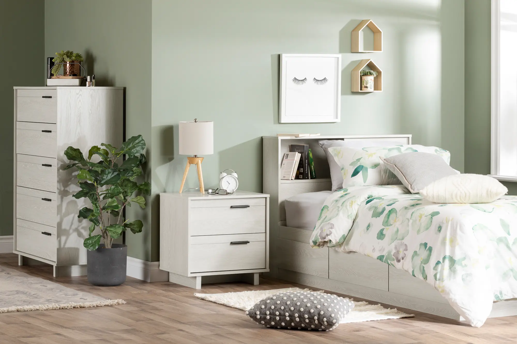 11952 Modern Light Gray Oak Nightstand - South Shore-3