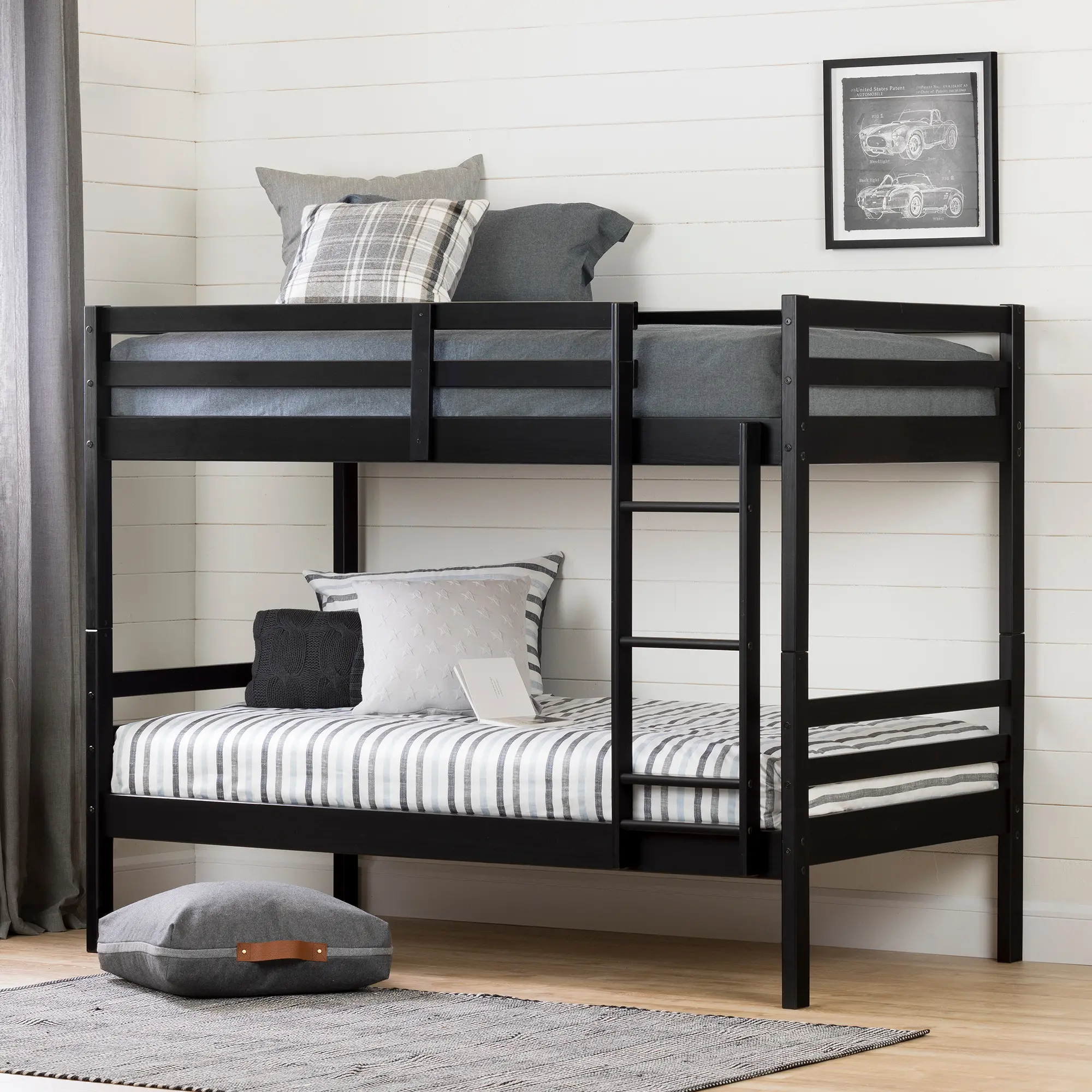 11819 Industrial Modern Black Twin-over-Twin Bunk Bed - South Shore-2
