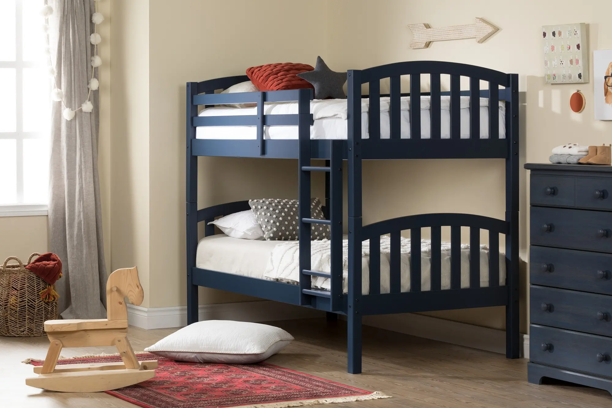11820 Cottage Navy Blue Twin-over-Twin Bunk Bed - South Shore-3