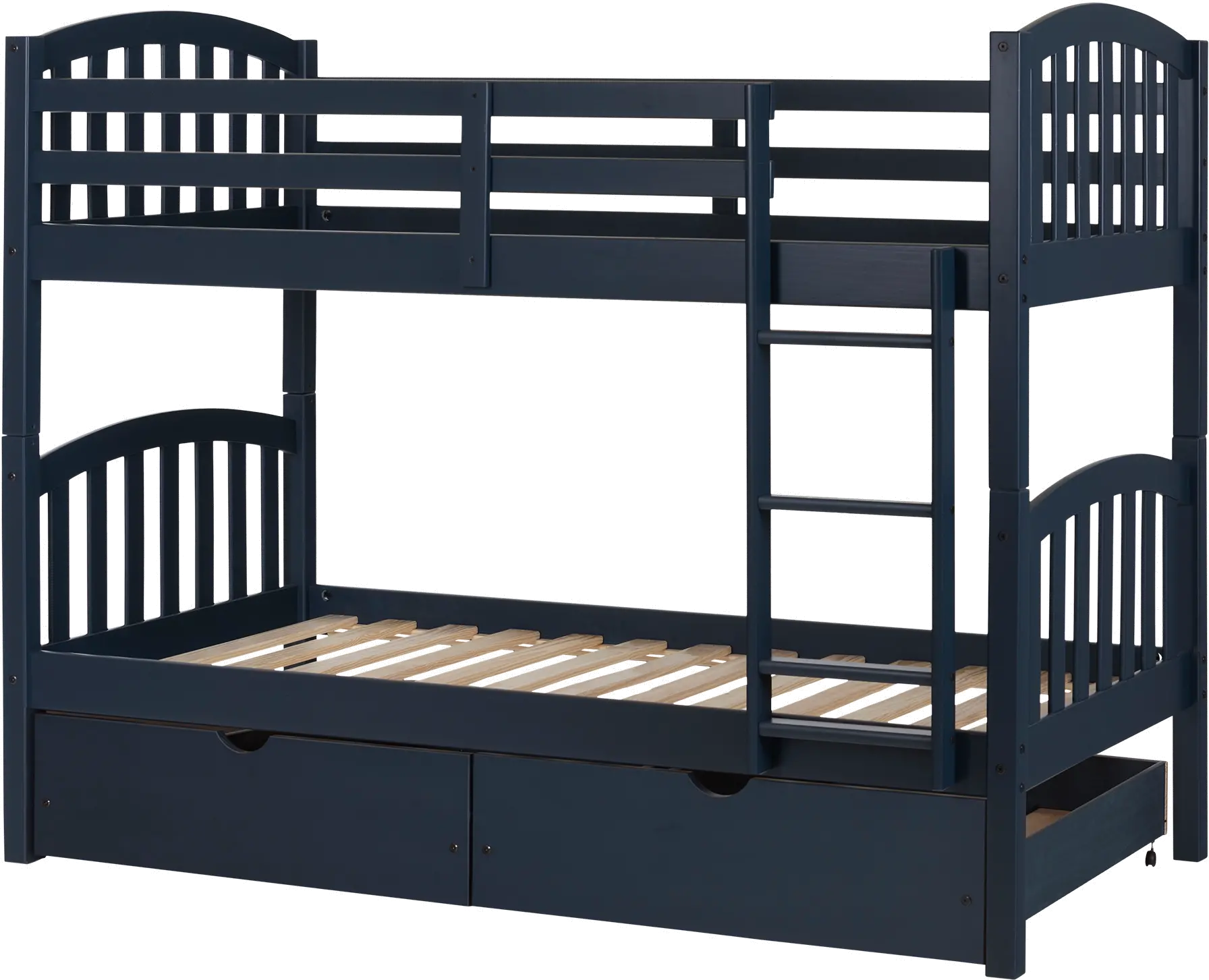 11824 Ulysses Navy Blue Twin-over-Twin Bunk Bed with Drawers - South Shore-1