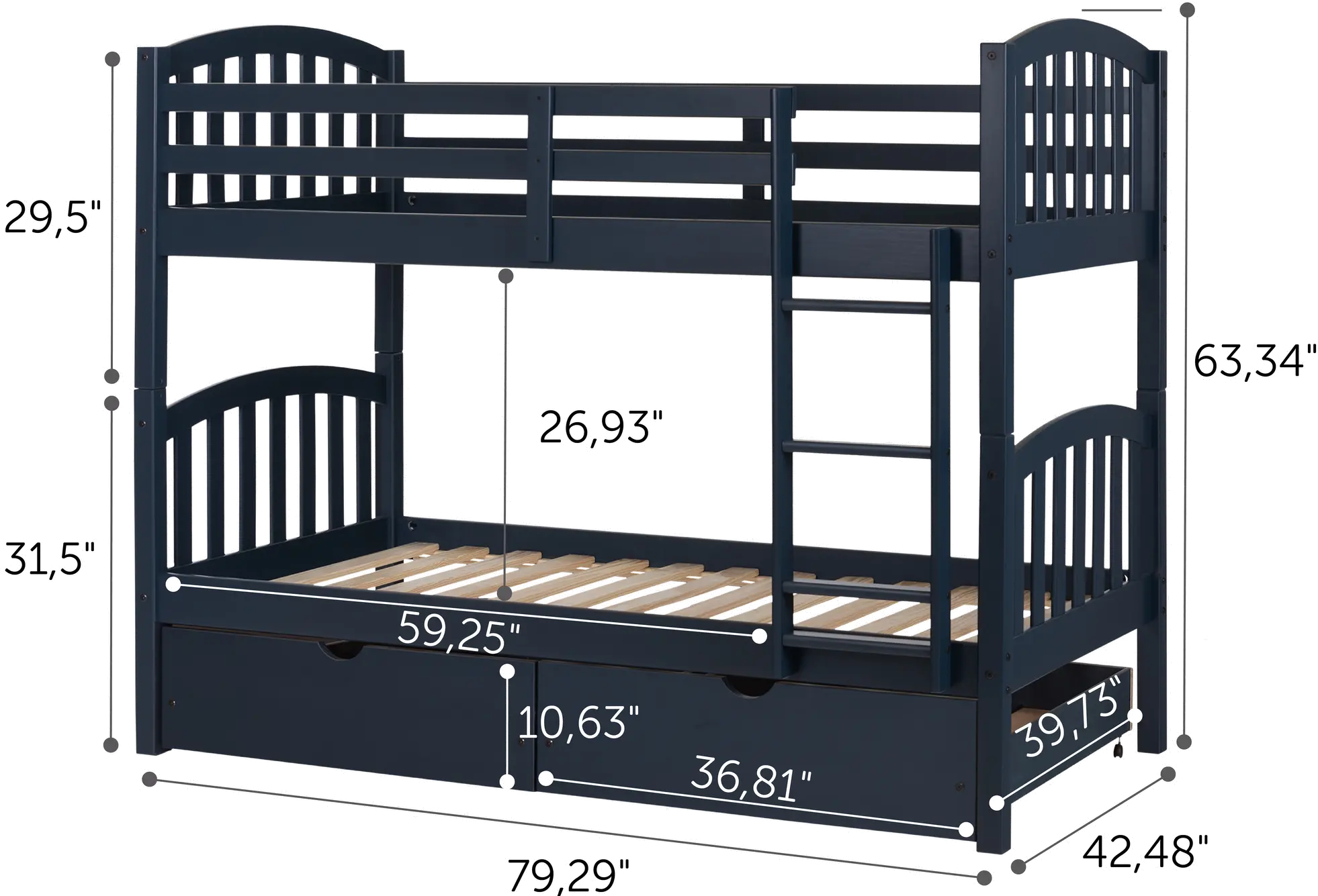 11824 Ulysses Navy Blue Twin-over-Twin Bunk Bed with Drawers - South Shore-4