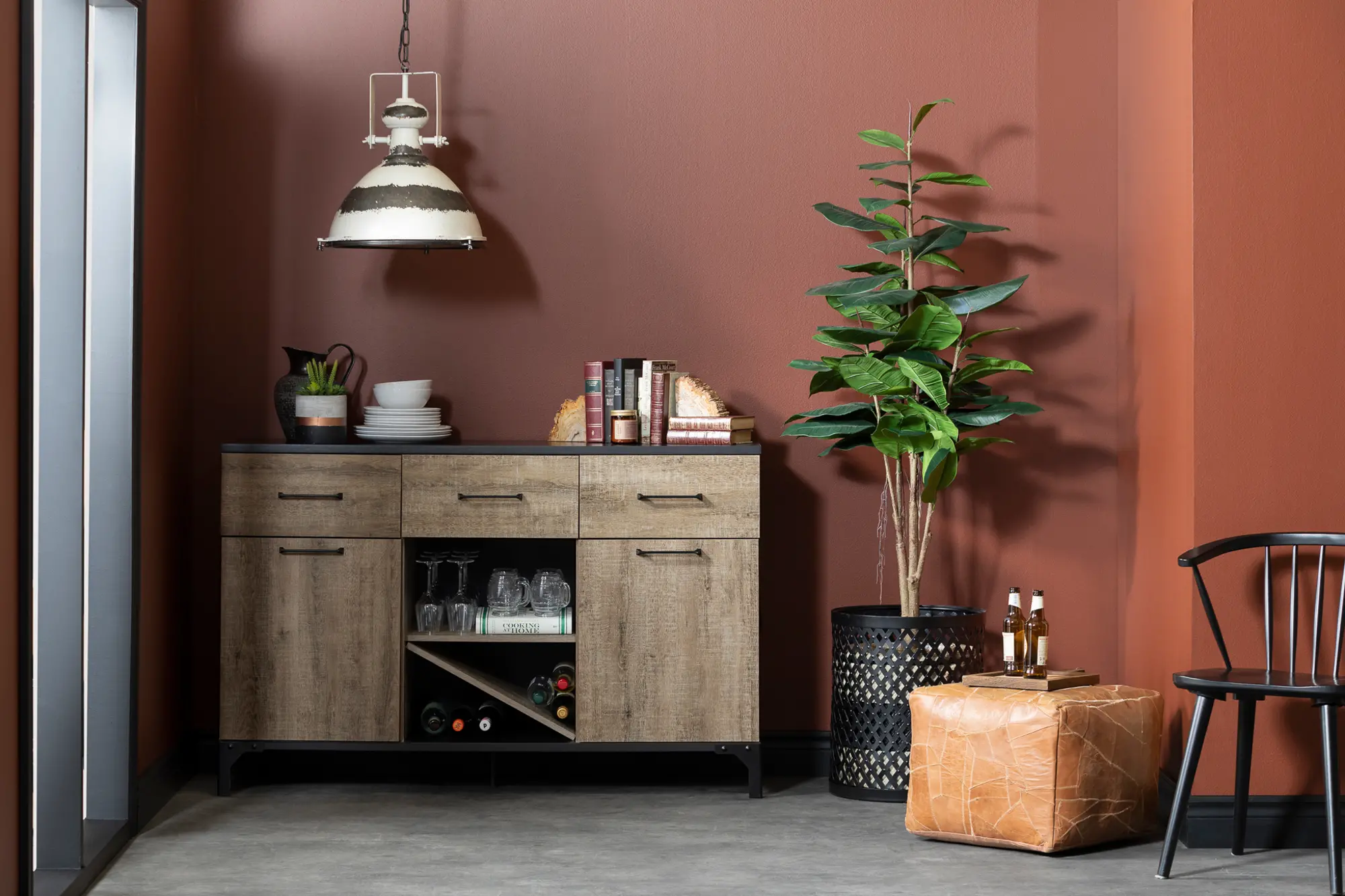 10710 Weathered Oak and Ebony Bar Cabinet - South Shore-5