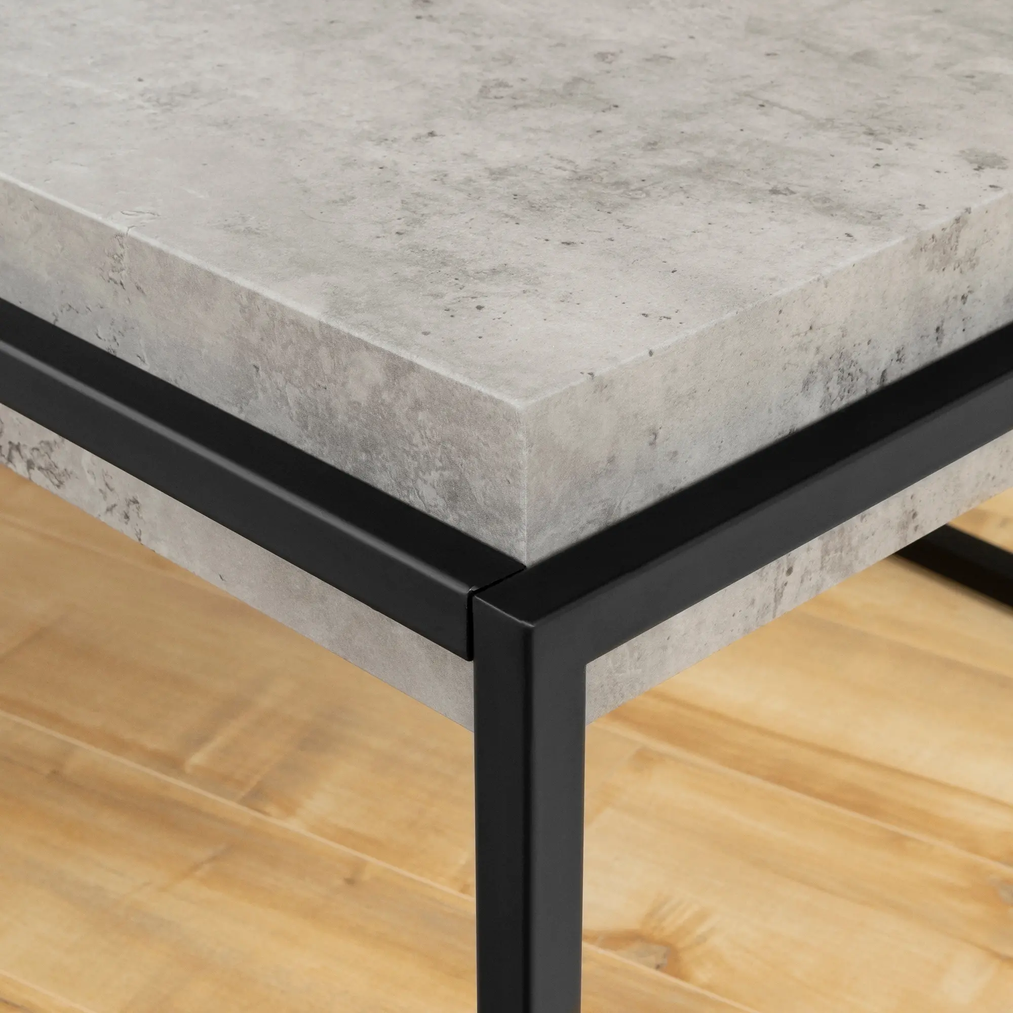 12066 Mezzy Concrete Gray and Black Coffee Table - South Shore-4