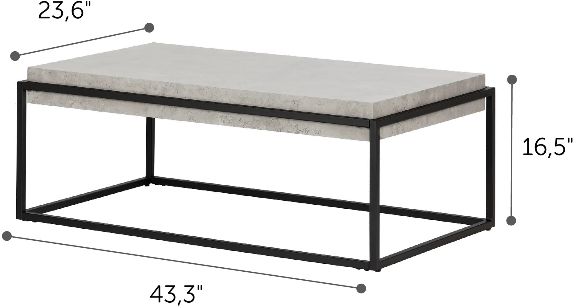 12066 Mezzy Concrete Gray and Black Coffee Table - South Shore-6