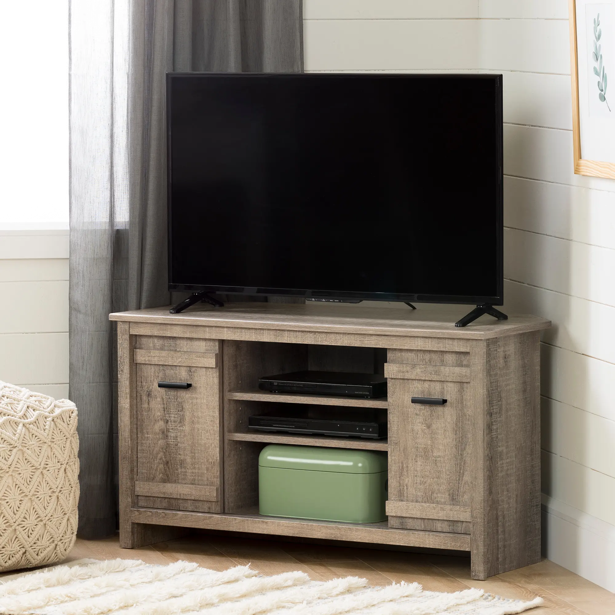 11927 Exhibit 40 Inch Weathered Oak Corner TV Stand - South Shore-2