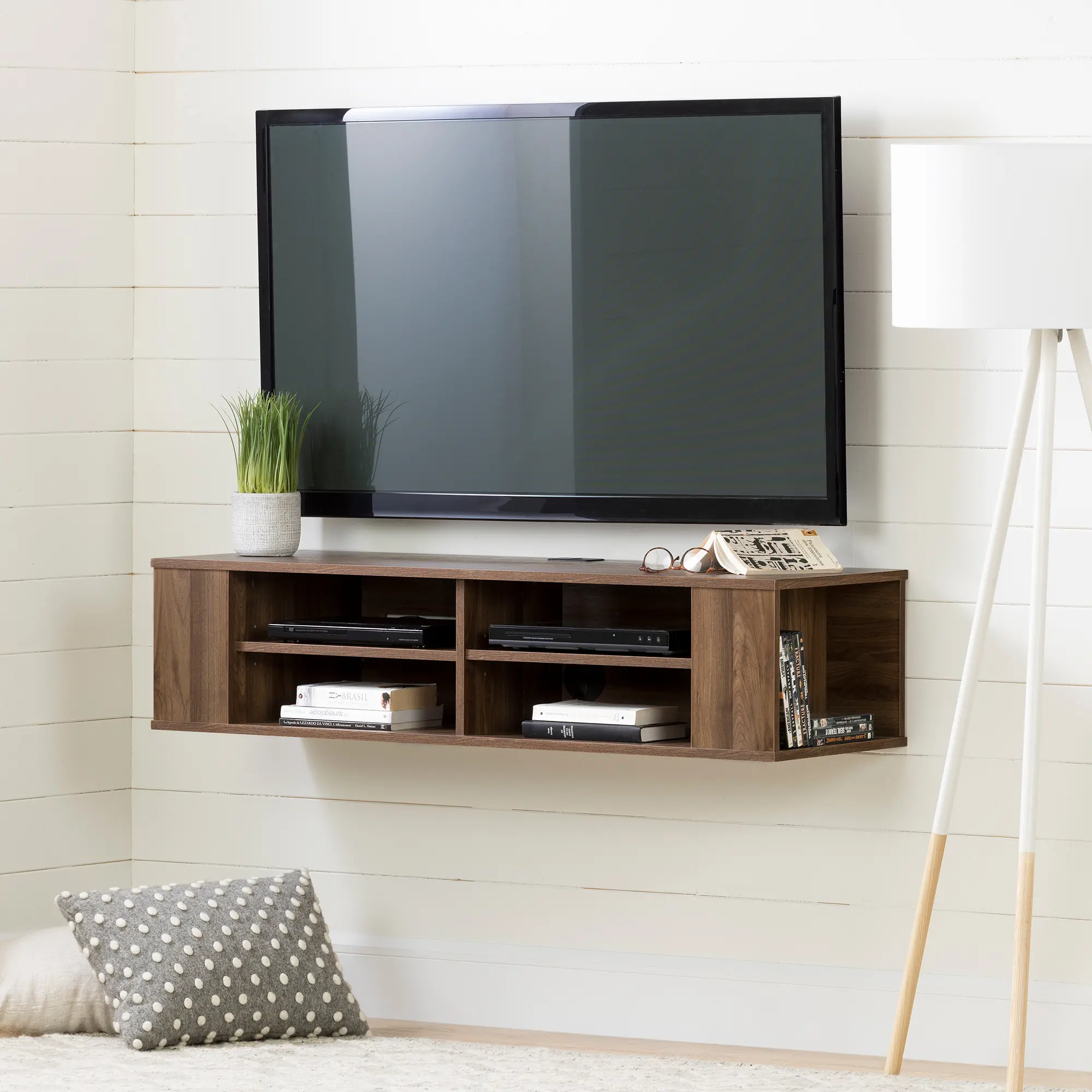 11962 City Life Natural Walnut 48 Inch Wall Mounted Media Console - South Shore-2