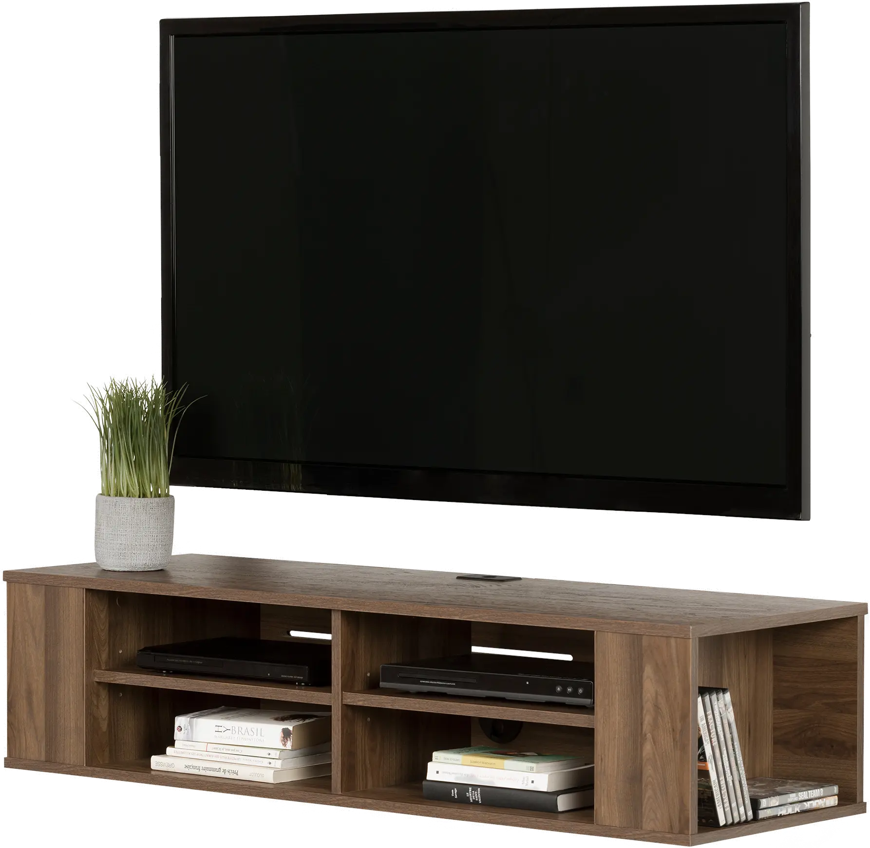 11962 City Life Natural Walnut 48 Inch Wall Mounted Media Console - South Shore-1