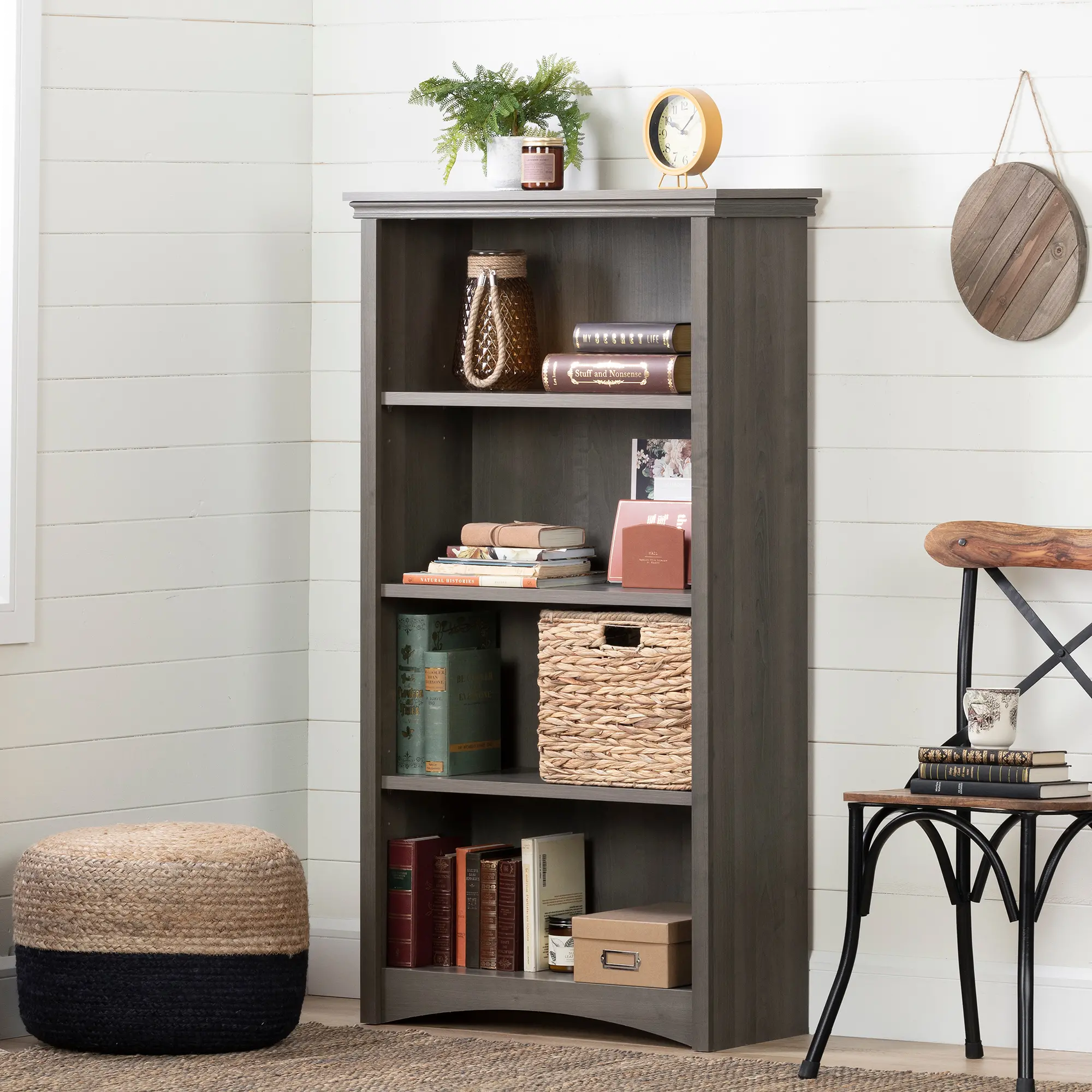 12205 Artwork Gray Maple 4-Shelf Bookcase - South Shore-2