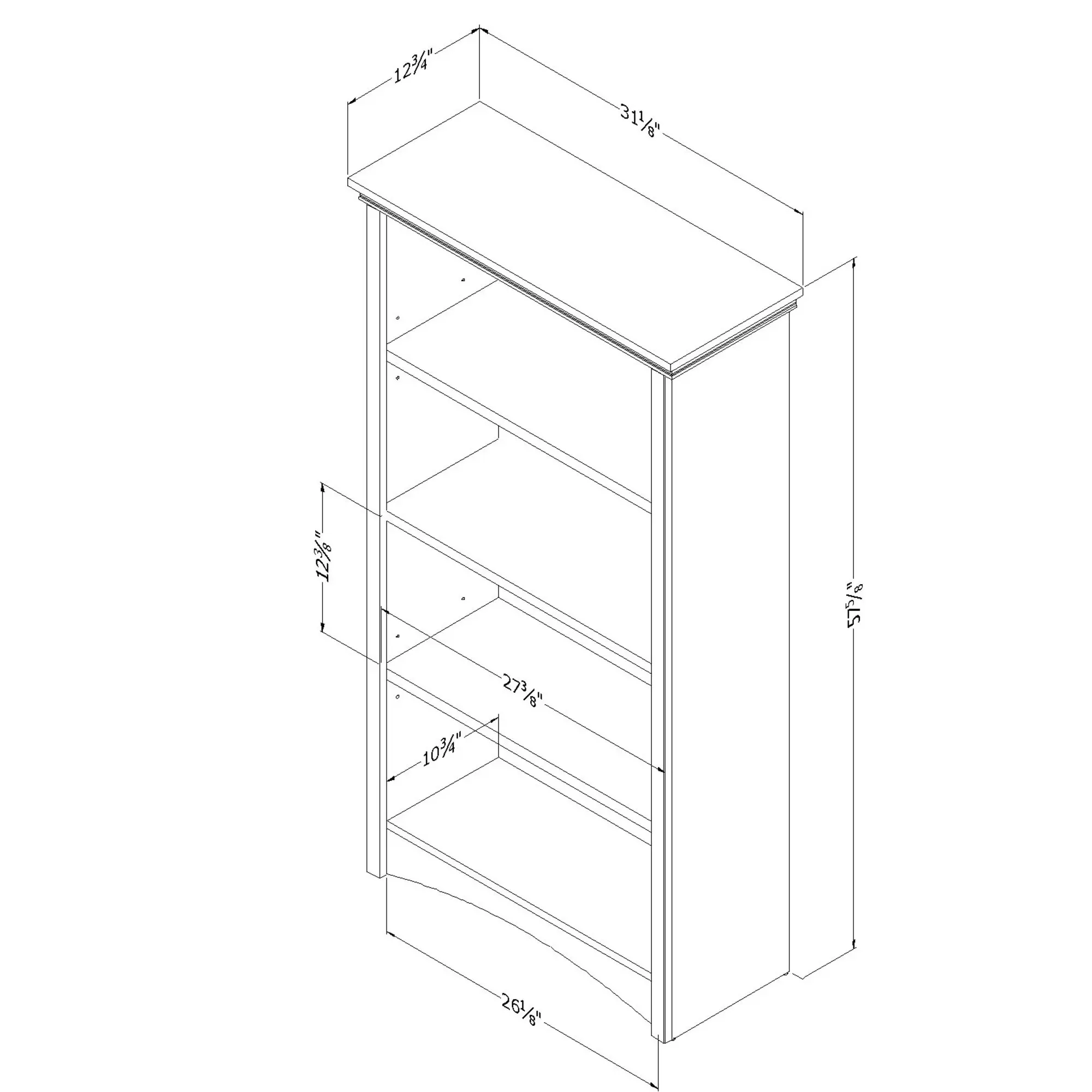 12205 Artwork Gray Maple 4-Shelf Bookcase-3