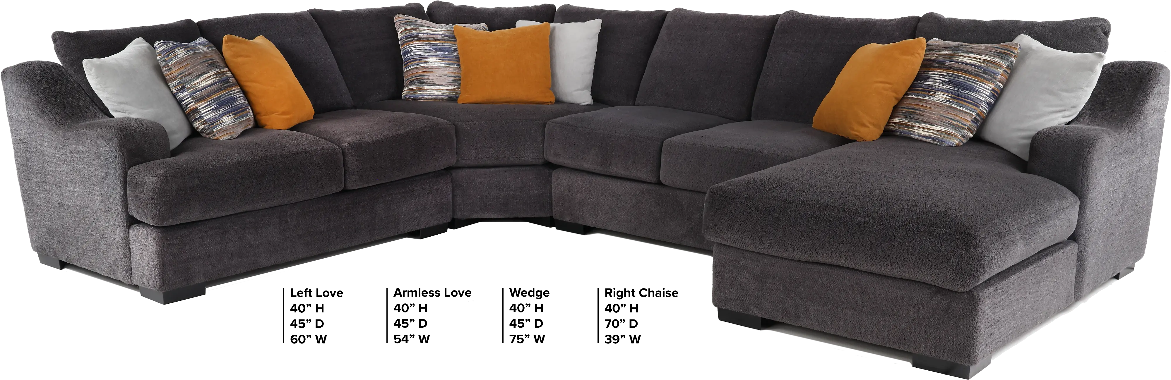 4PC/CLNGER/GRPHT/OP2 Challenger Gray 4 Piece Sectional-4