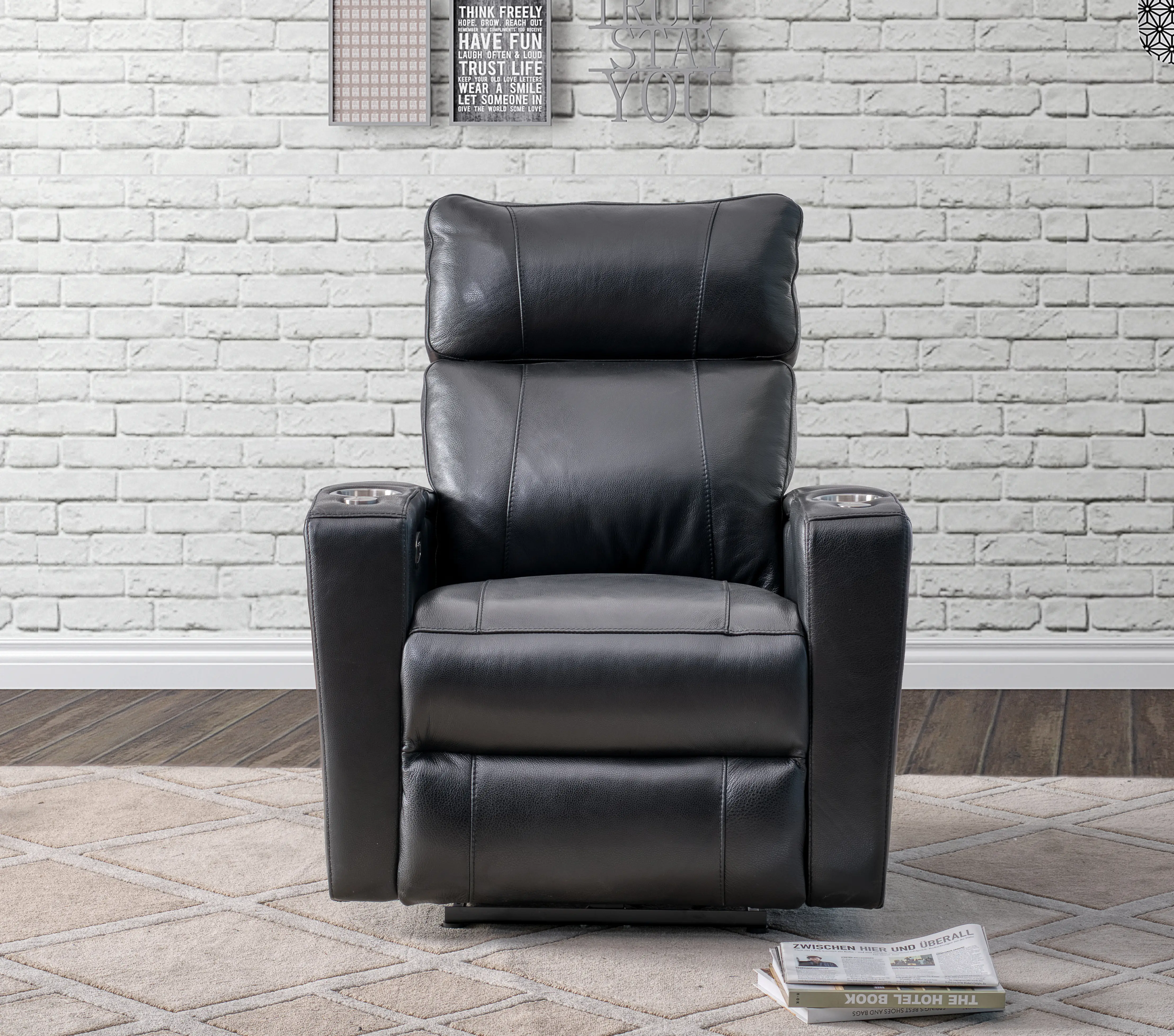 Carter Black Leather-Match Triple Power Theater Recliner-2