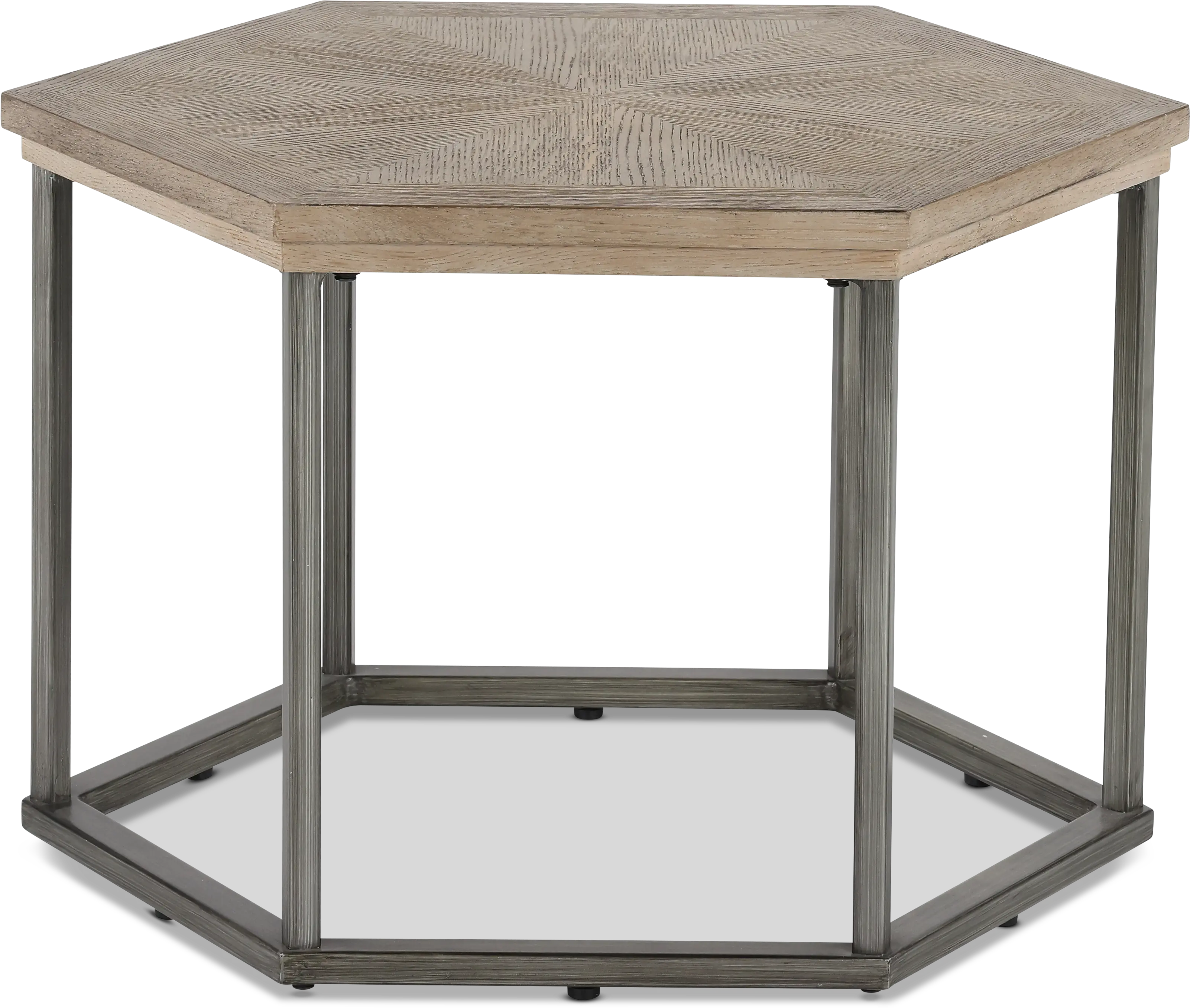Addison Cove Ash Blonde and Metal Hexagon Cocktail Table-3