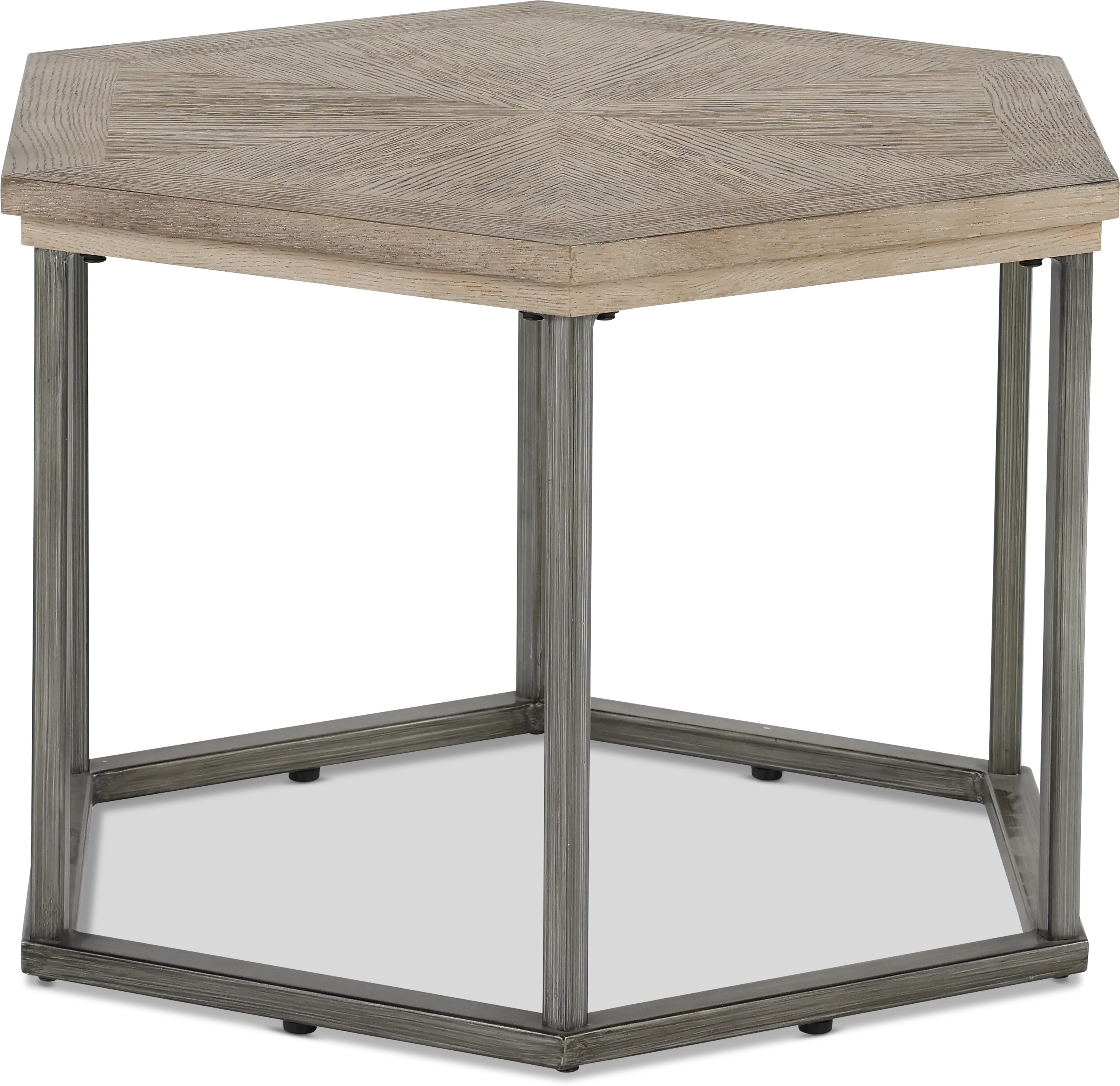 Addison Cove Ash Blonde and Metal Hexagon Cocktail Table-4