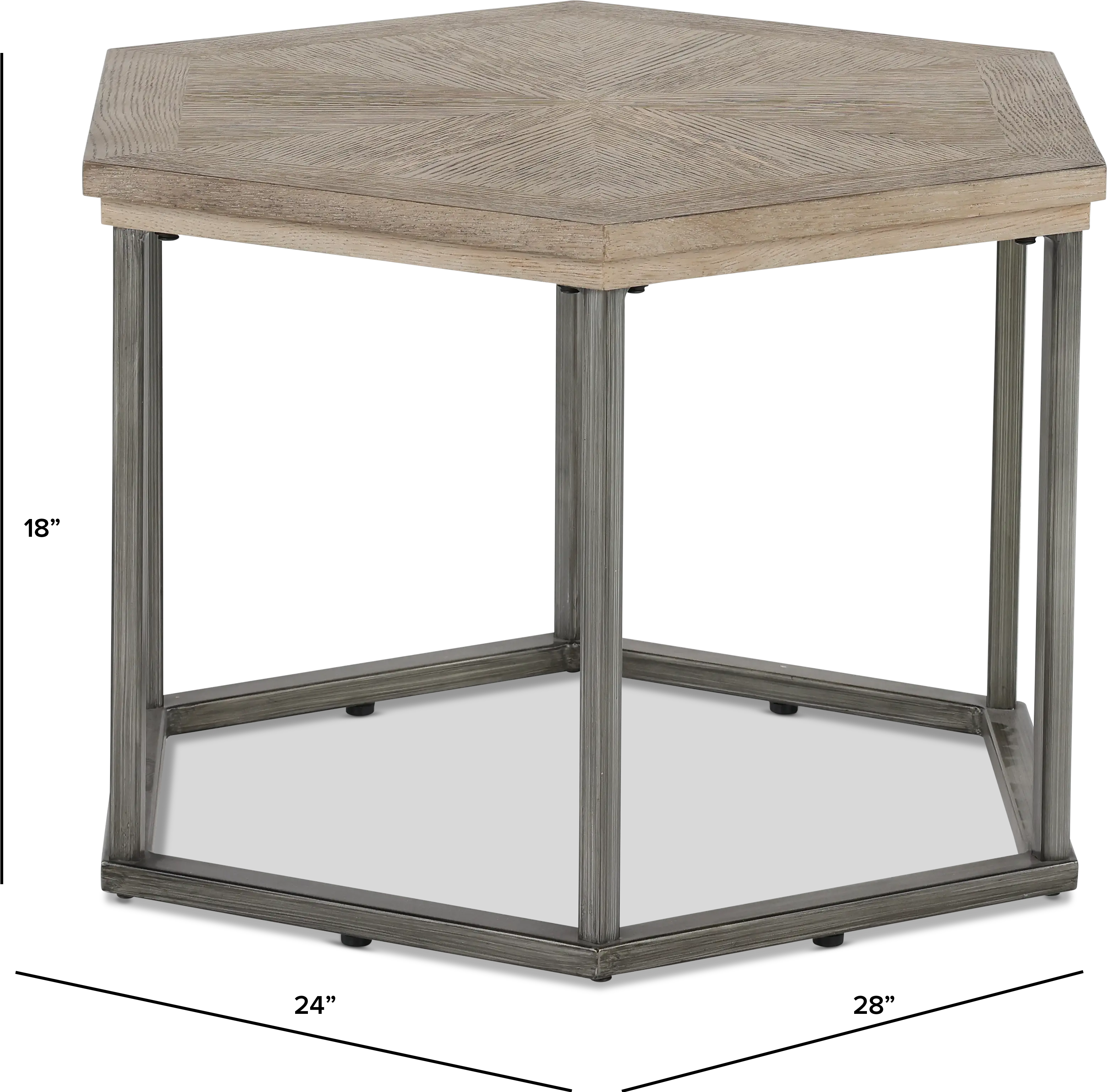 Addison Cove Ash Blonde and Metal Hexagon Cocktail Table-2