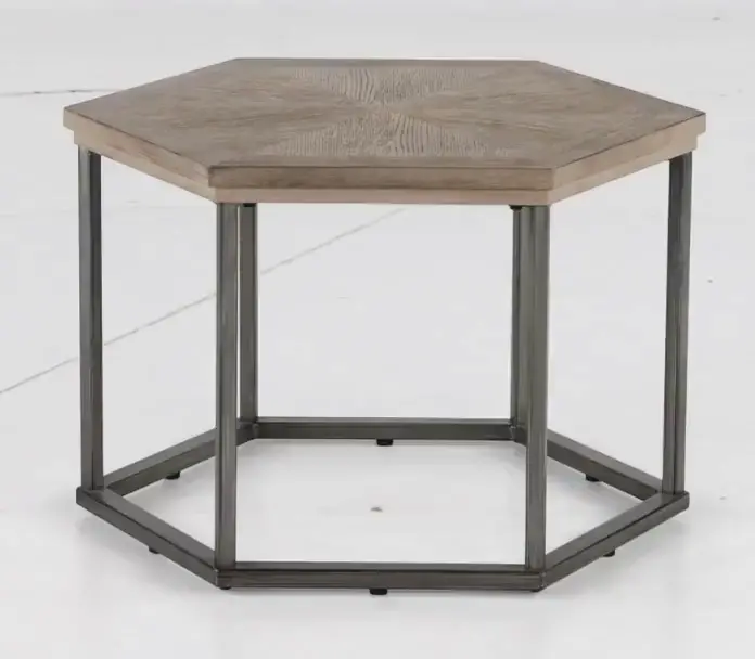 Addison Cove Ash Blonde and Metal Hexagon Cocktail Table-6